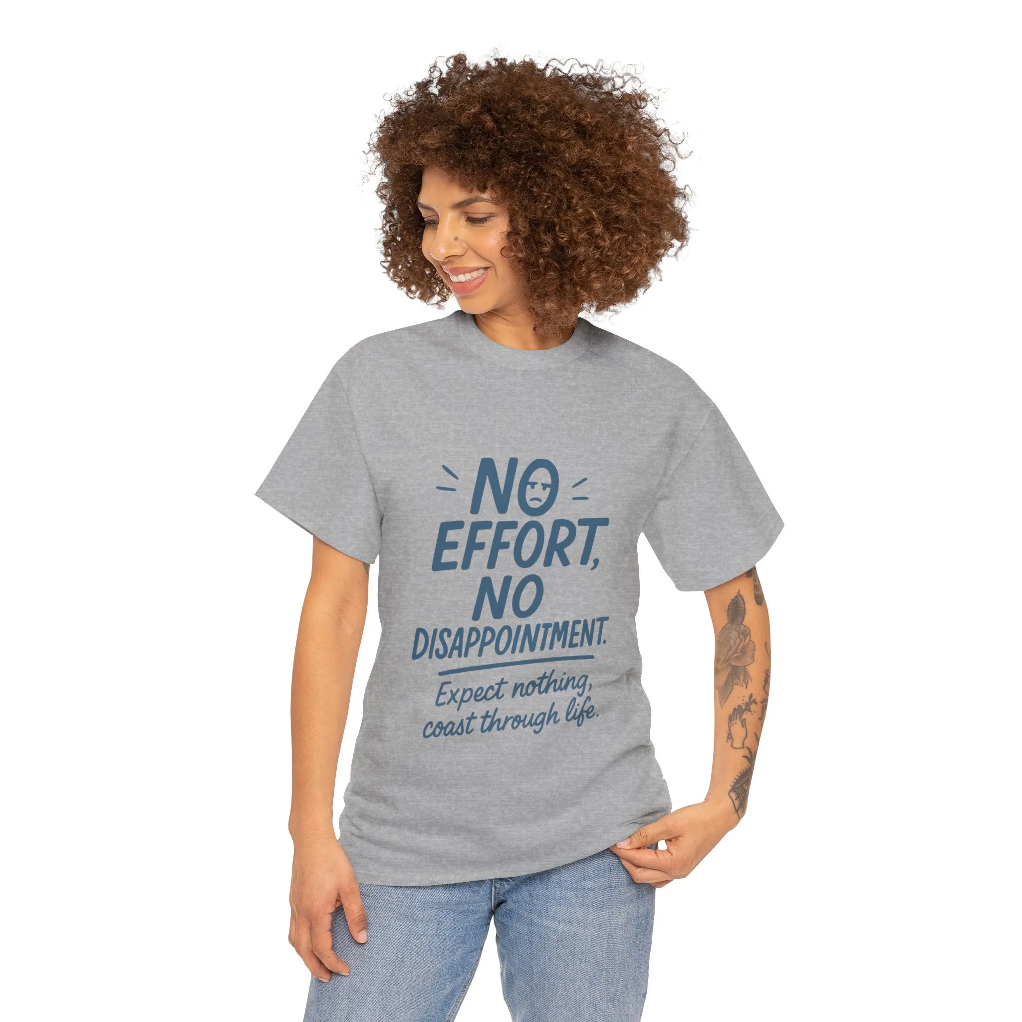 Funny No Effort Womens T-Shirt, No Disappointment Lazy Life Quote Shirt, Cute Graphic Tee for Her, Life Philosophy Shirt, Gift Idea - Image 11