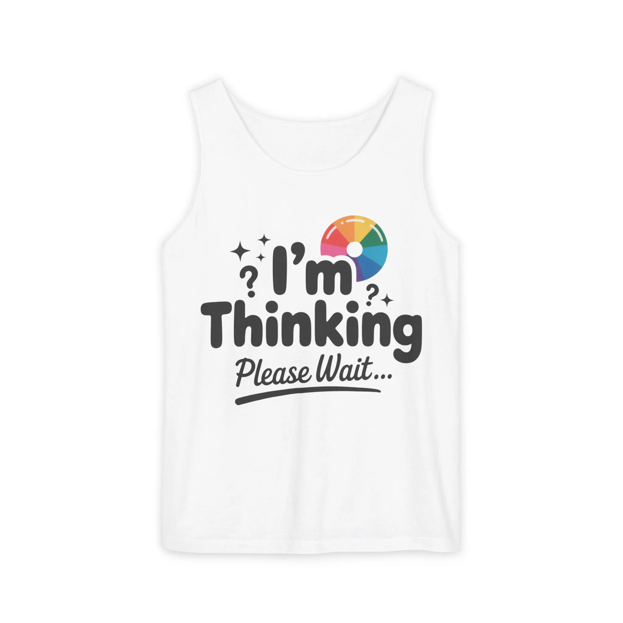 Funny - Im Thinking Please Wait - Mens Tank Top, Cute Geeky Gift for Introverts, Programmers, Designers, Fun Humor Shirt, Gift for Adults - Image 3