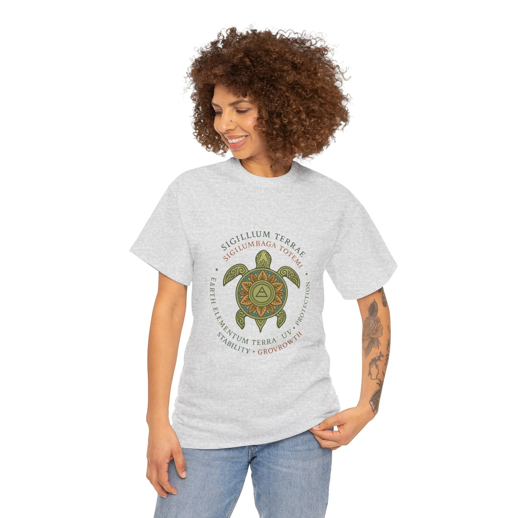 Earth Totem Turtle Unisex T-Shirt, Sigillum Terrae Symbol, Elemental Growth Unisex Tee, Spiritual UV Protection Shirt, Nature Symbol Gift - Image 5