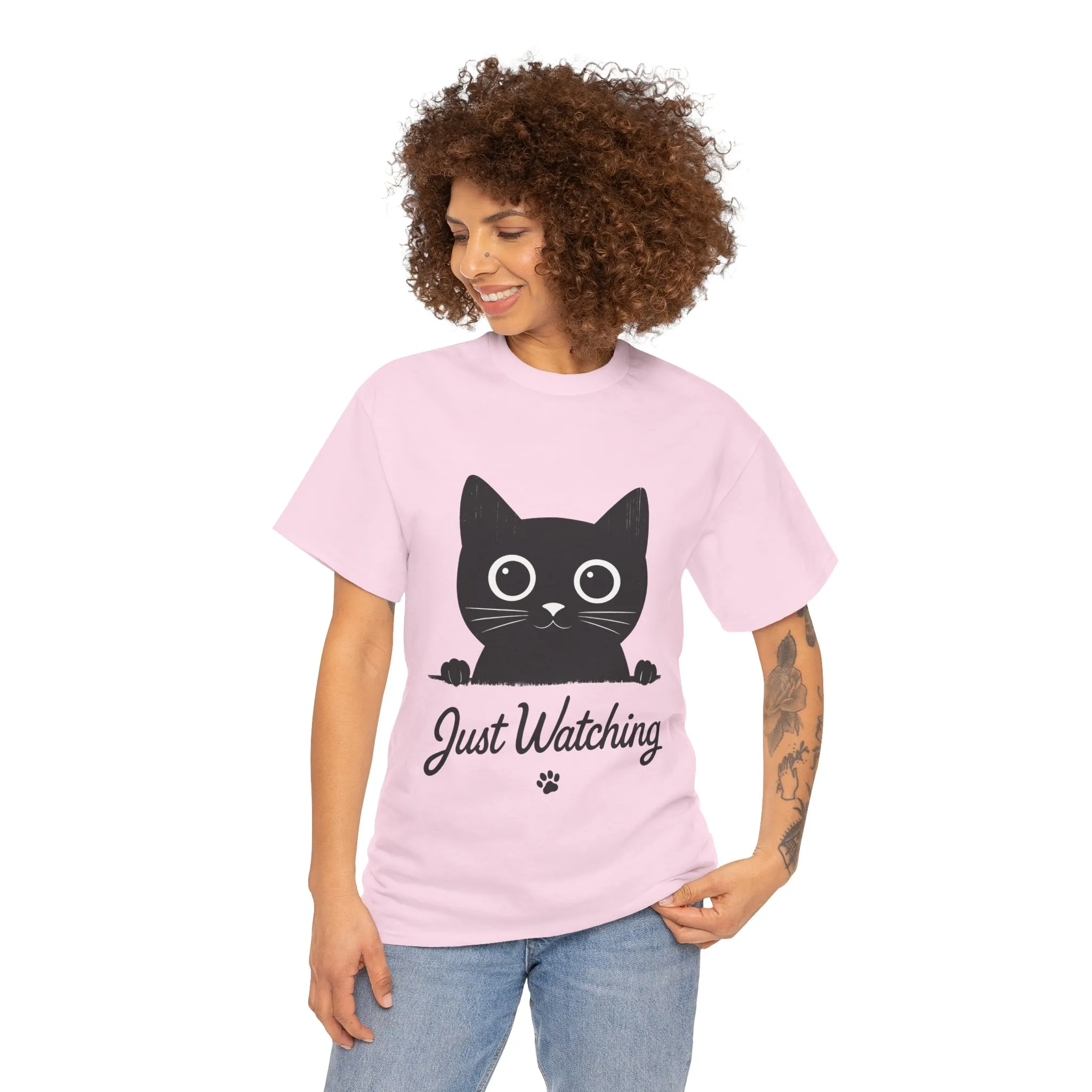 Cute Black Cat Shirt for Women - Just Watching Minimalist Kitty Tee - Funny Cat Lover Gift, Funny Pet Lover Gift, Animal Lover Tee - Image 20