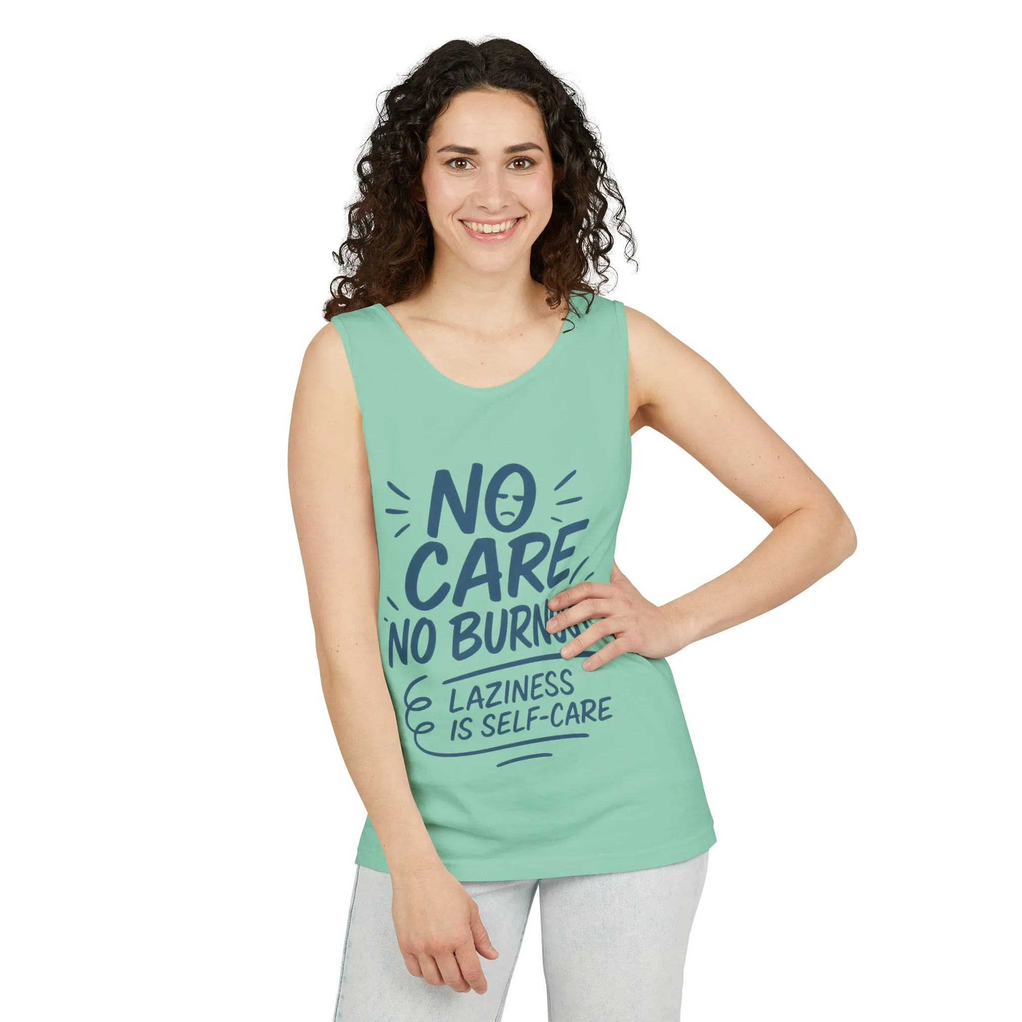 No Care No Burnout Womens Tank Top, Funny Self-Care Quote, Lazy Life Gym Workout Shirt, Casual Sleeveless Top, Relaxed Summer Apparel - Image 8