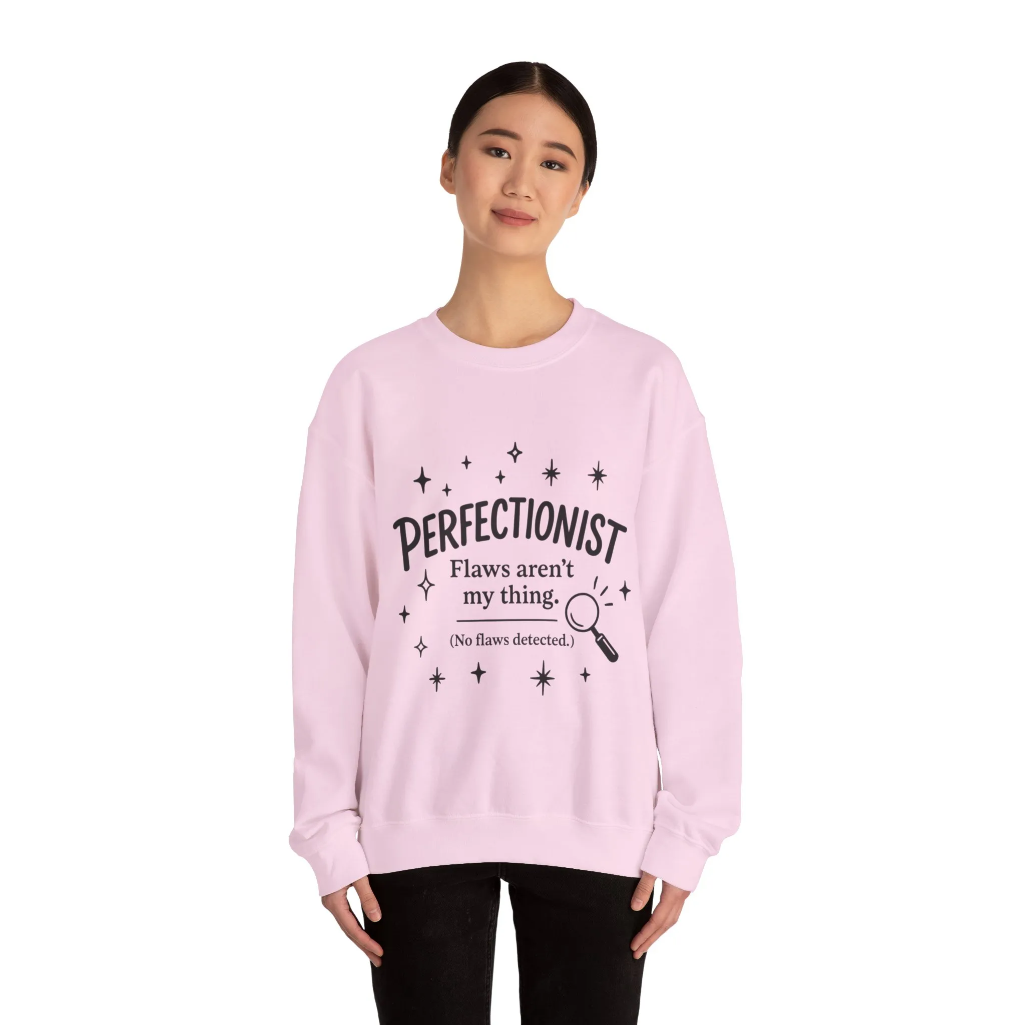 Womens Perfectionist Sweatshirt, Funny Clean Design with Stars, No Flaws Detected Quote Pullover, Minimalist Cozy Gift for Her - Image 35