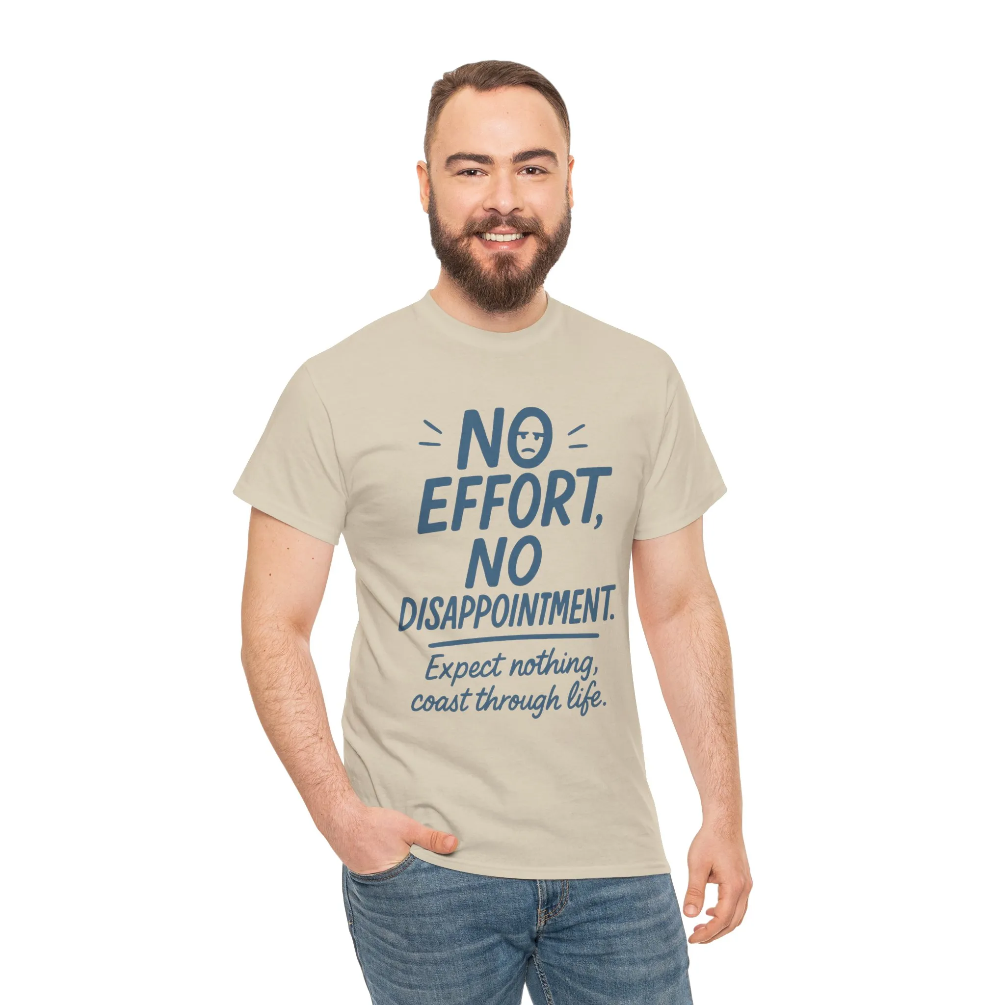 Funny No Effort Mens T-Shirt, No Disappointment Lazy Life Quote Shirt, Relaxed Fit, Funny Casual Shirt, Gift for Friends, Motivation Tee - Image 8