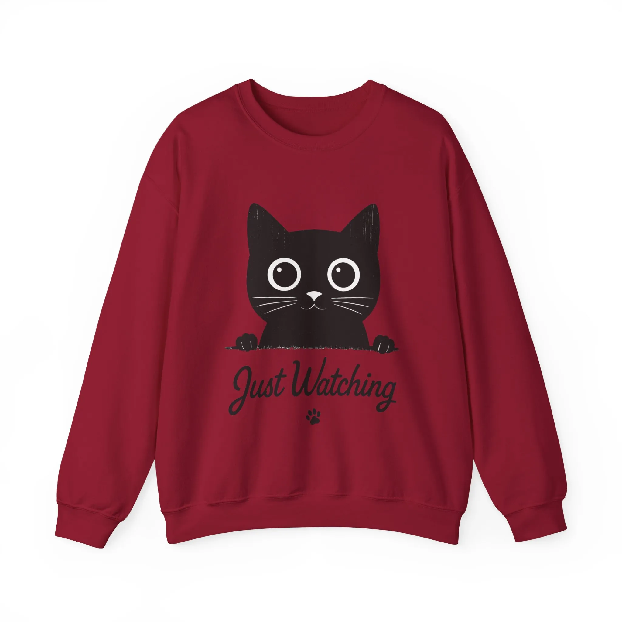 Funny Black Cat Womens Crewneck Sweatshirt - Just Watching Minimalist Kitty Pullover - Cozy Cat Lover Gift, Pet Owner Apparel - Image 28