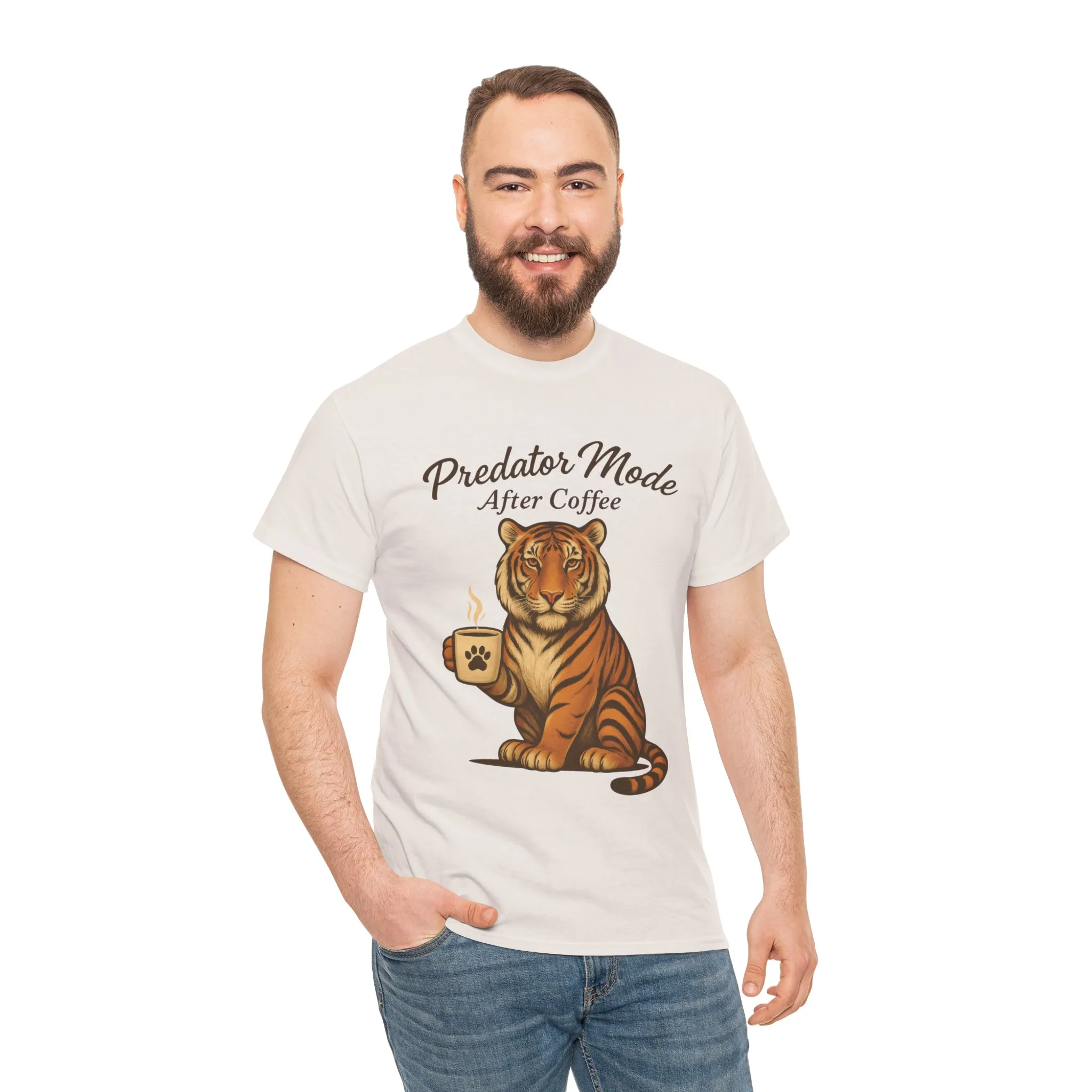 Predator Mode After Coffee Tiger Shirt, Funny Coffee Lover Tee, Mens Caffeine Graphic Tee, Morning Motivation Tiger Shirt,Coffee Addict Gift - Image 8