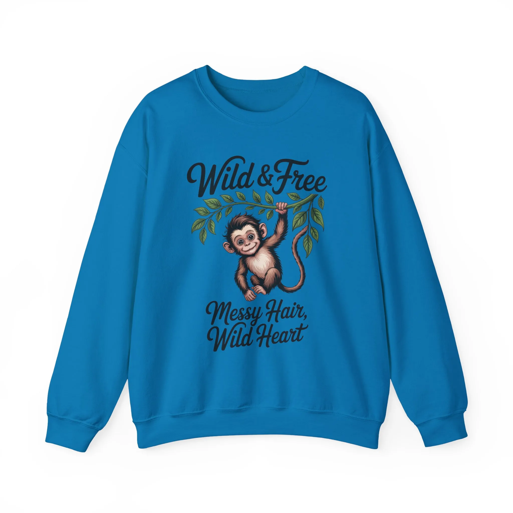 Wild & Free Monkey Sweatshirt, Messy Hair Wild Heart Womens Pullover, Cute Jungle Animal Sweater, Boho Adventure Graphic, Nature Lover Gift - Image 13