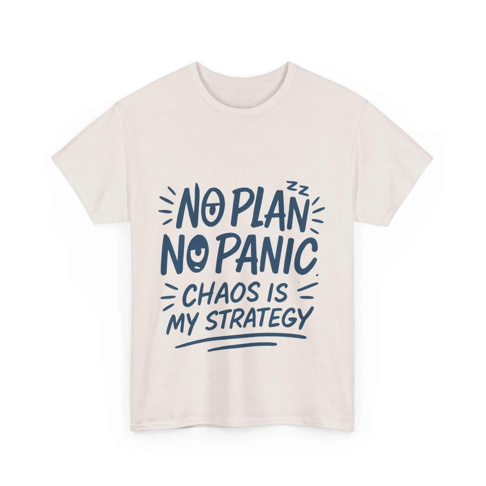 Funny Chaos Quote Mens T-Shirt, No Plan No Panic Humor Shirt, Casual Graphic Tee Gift for Him, Relaxed Fit - Image 10
