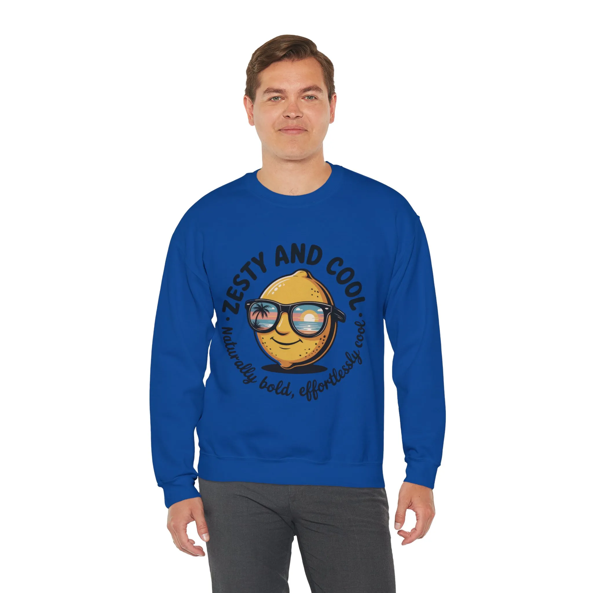 Zesty Lemon Mens Crewneck Sweatshirt - Fun Gift for Friends, Cool Casual Style, Summer Vibes, Mens Graphic Apparel, Perfect for Relaxing - Image 27