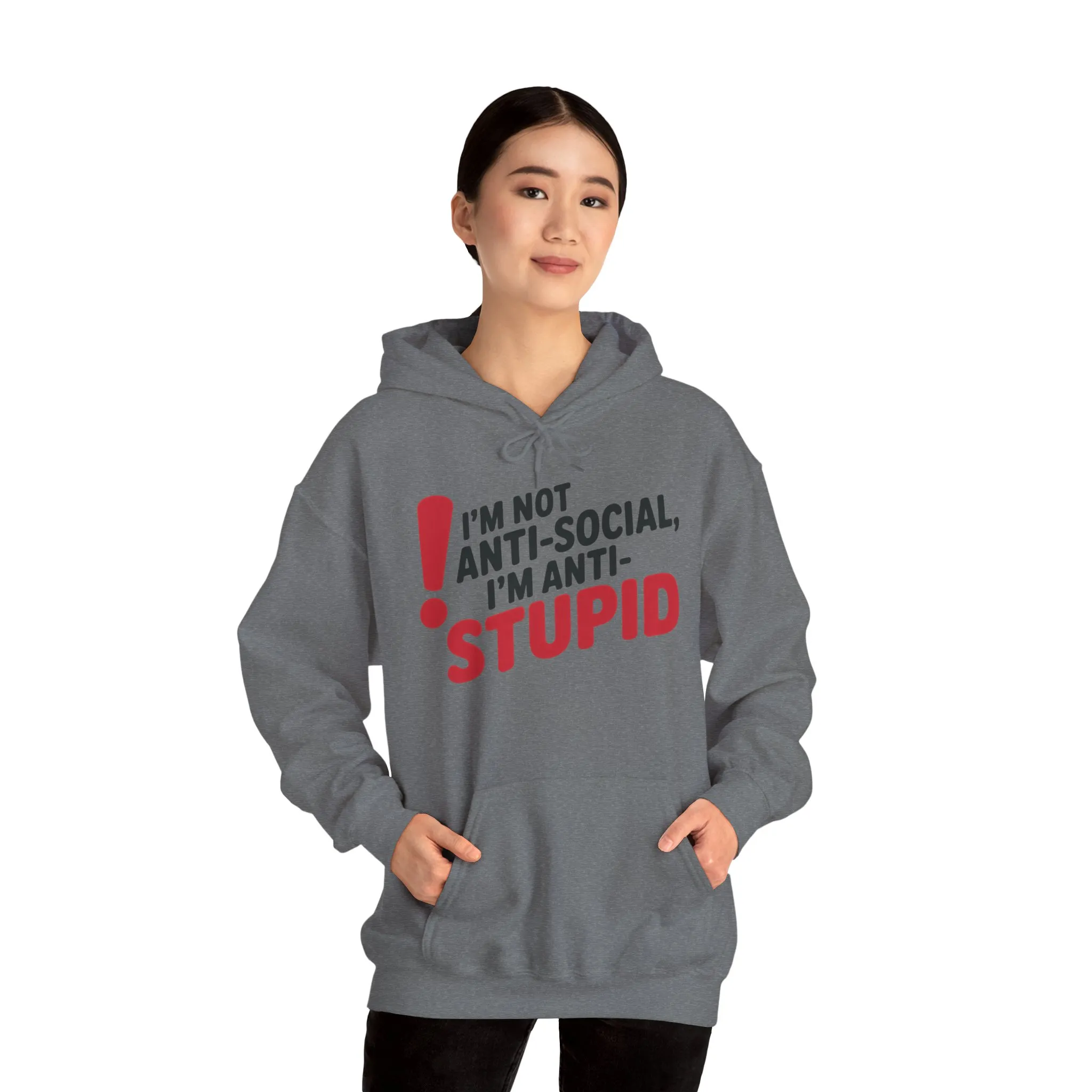 Anti-Stupid Hoodie, Funny Unisex Hoodie, Snarky Anti-Social Unisex Sweatshirt, Gift for Friends, Perfect for Everyday Wear, Humorous Apparel - Image 8