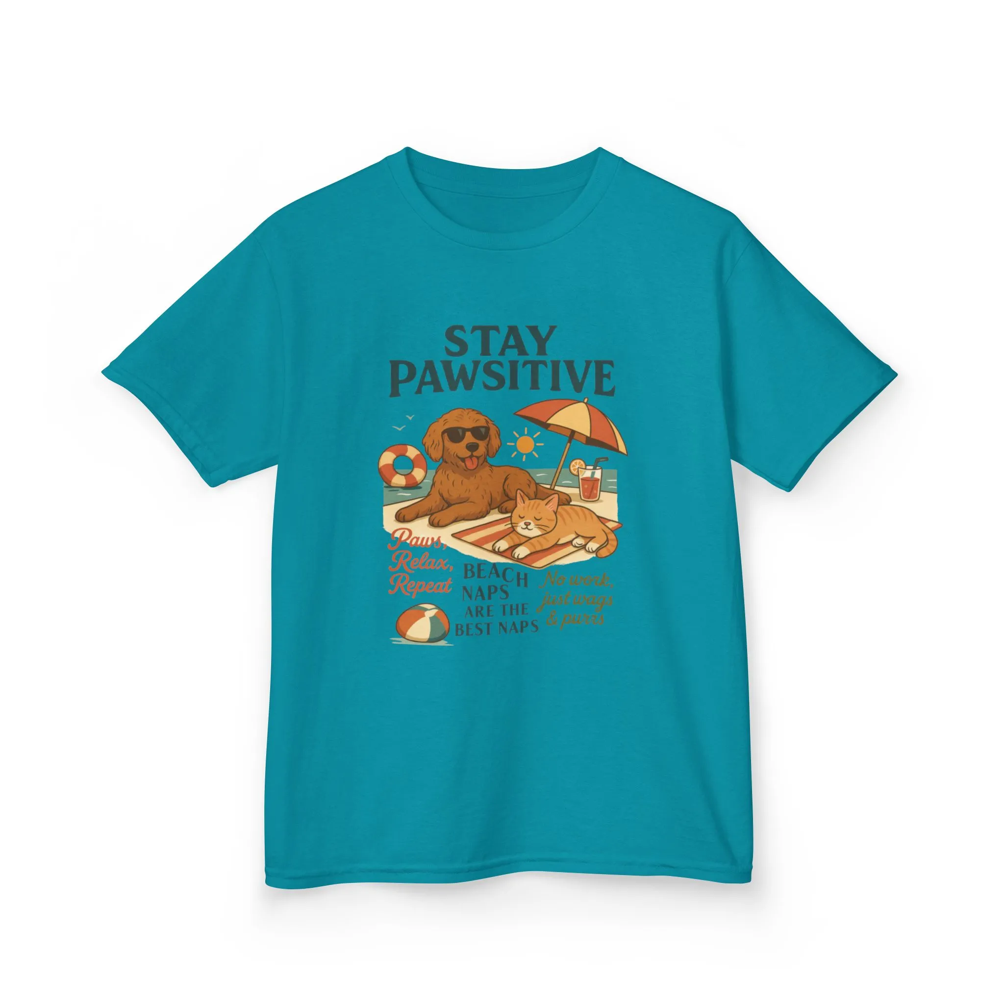 Kids Beach Vibes Tee - Stay Pawsitive, Summer Fun Shirt, Dog Lover Gift, Vacation Outfit, Beach Day Apparel - Image 16