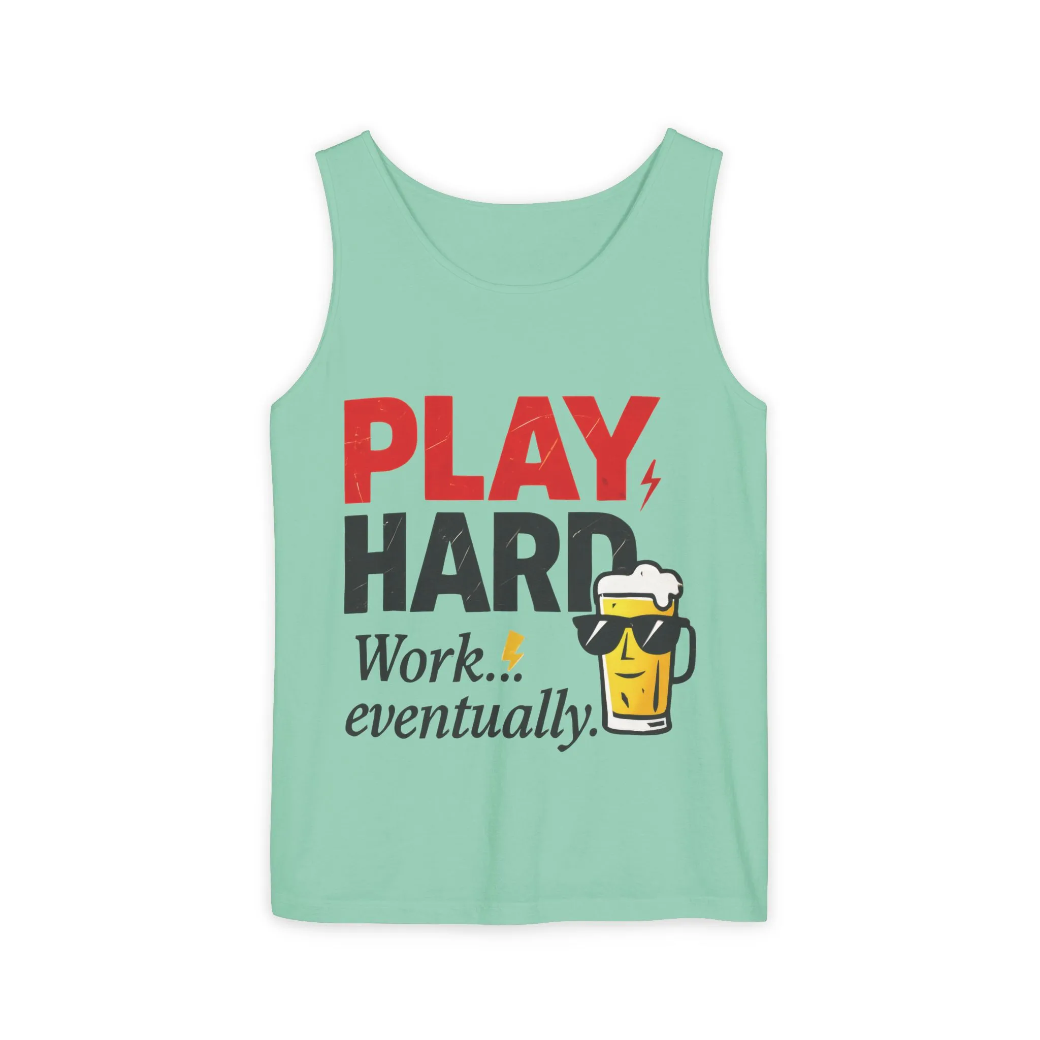 Casual Tank Top with Play Hard Print, Fun Summer Apparel, Gift for Dad or Friends, Beach Wear, Workout Top, Party Attire - Image 31