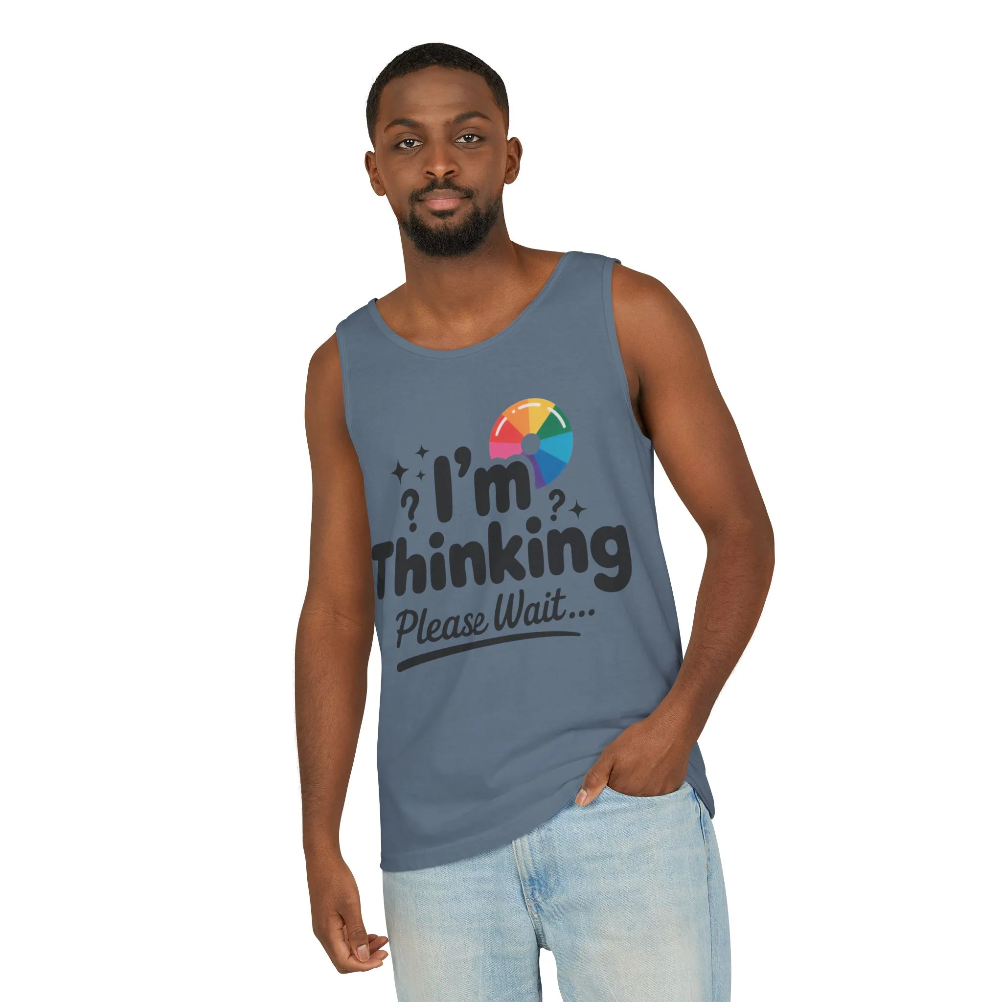 Funny - Im Thinking Please Wait - Mens Tank Top, Cute Geeky Gift for Introverts, Programmers, Designers, Fun Humor Shirt, Gift for Adults - Image 16