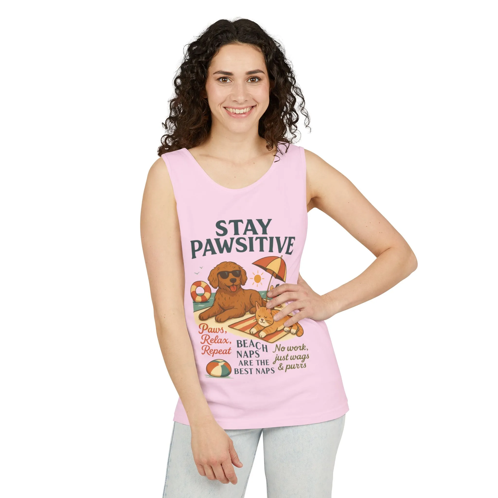 Stay Pawsitive Womens Tank, Cute Dog & Cat Beach Tee, Summer Pet Lover Tee, Animal Graphic Heavy Cotton Tee, Fun Pet Lovers Gift, Summer Top - Image 20