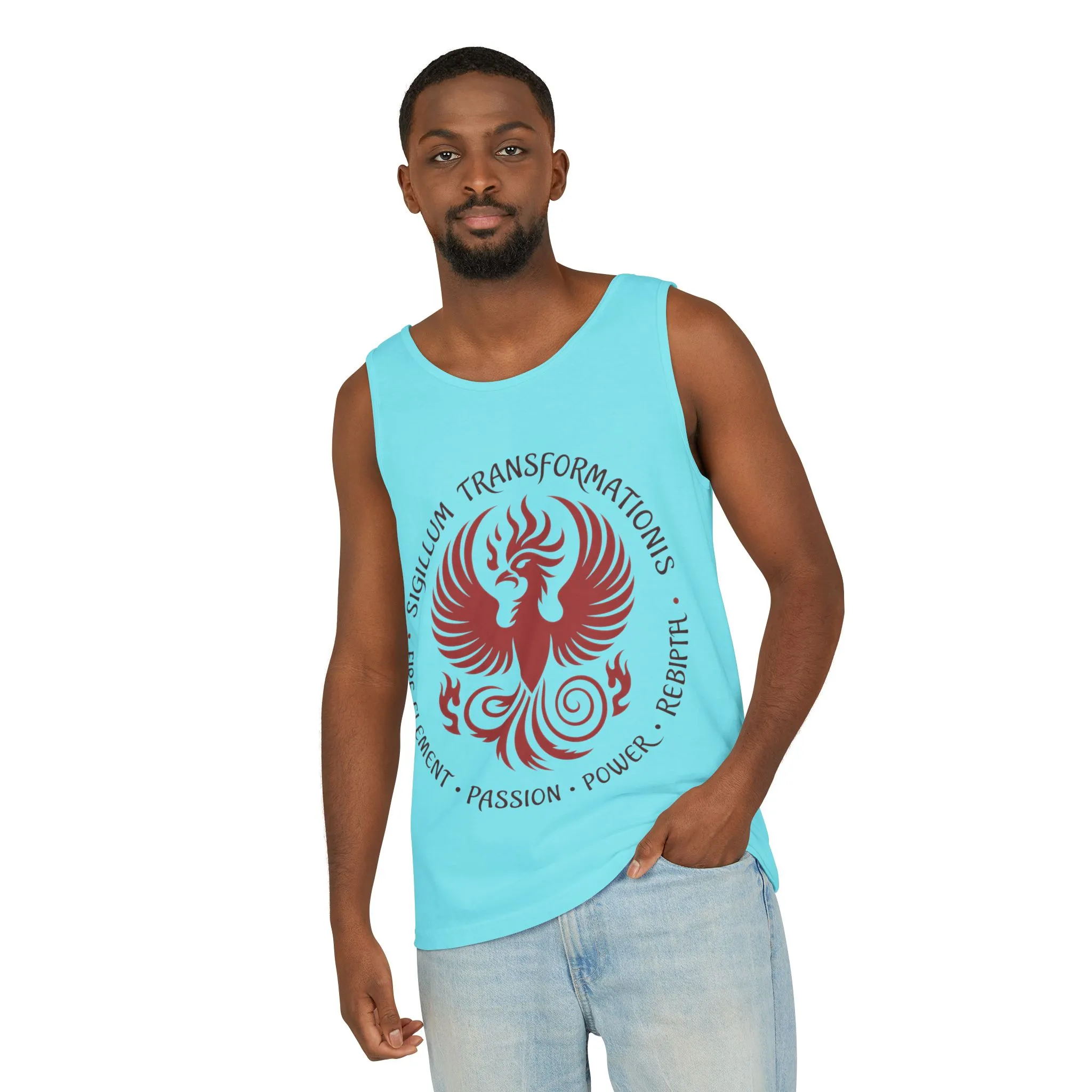 Phoenix Fire Element Tank Top, Sigillum Transformationis Seal, Passion Power Rebirth Totem, Phoenix Symbol Unisex Tank, Spiritual Tee - Image 18