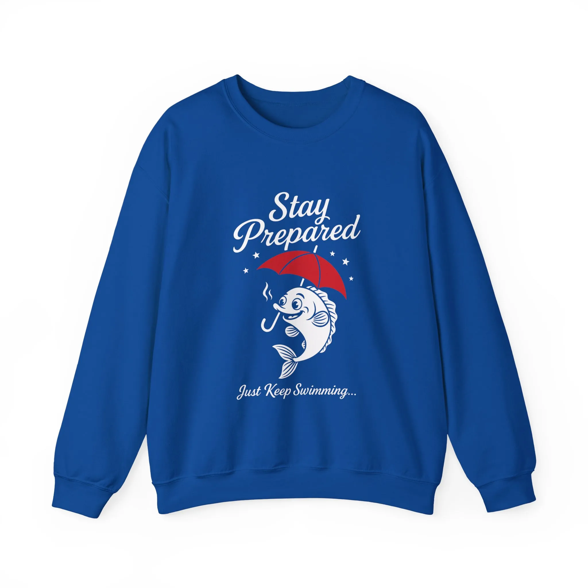 Funny Fish Womens Crewneck Sweatshirt - Stay Prepared Just Keep Swimming Nautical Pullover - Cozy Positive Gift, Fishing Humor - Image 13