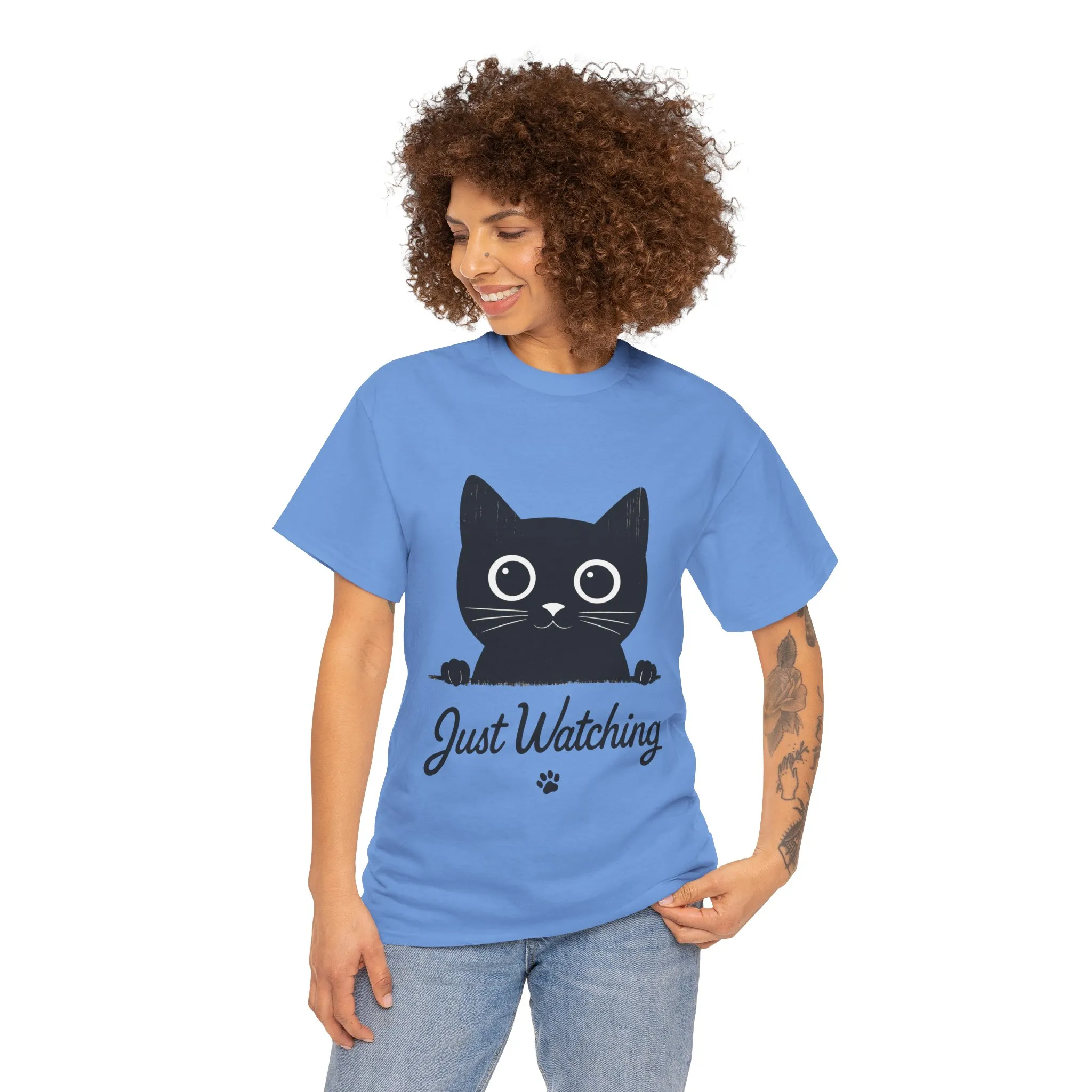 Cute Black Cat Shirt for Women - Just Watching Minimalist Kitty Tee - Funny Cat Lover Gift, Funny Pet Lover Gift, Animal Lover Tee - Image 11