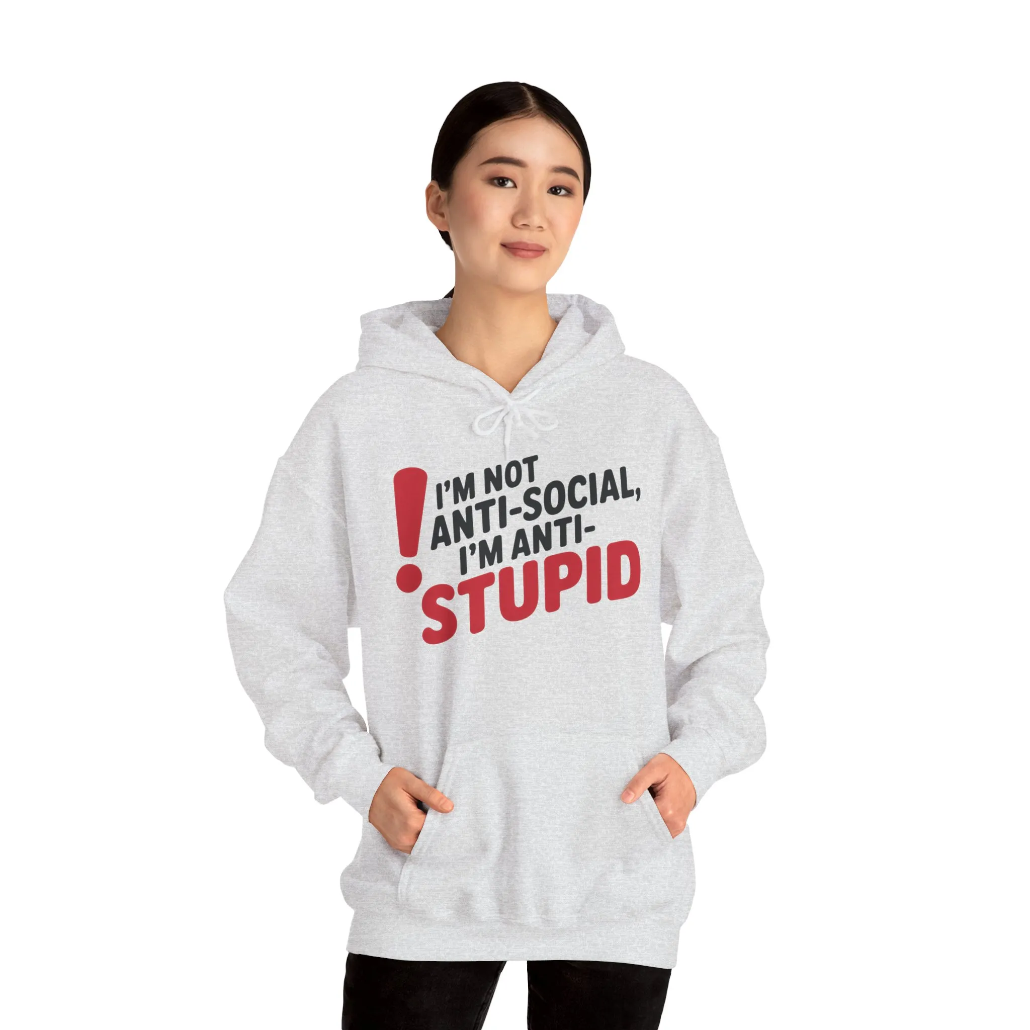 Anti-Stupid Hoodie, Funny Unisex Hoodie, Snarky Anti-Social Unisex Sweatshirt, Gift for Friends, Perfect for Everyday Wear, Humorous Apparel - Image 2
