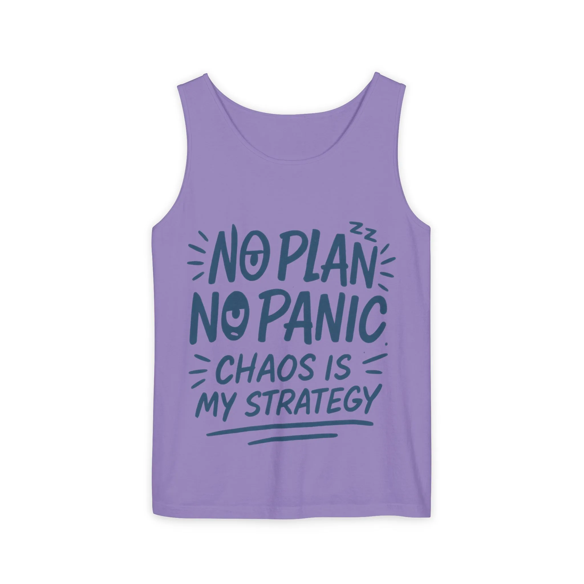 Funny Women's Tank, Chaos Strategy T-Shirt, No Plan No Panic Quote Shirt, Cute Tee for Women, Humorous Gift Idea, Casual Relaxed Fit Top - Image 15