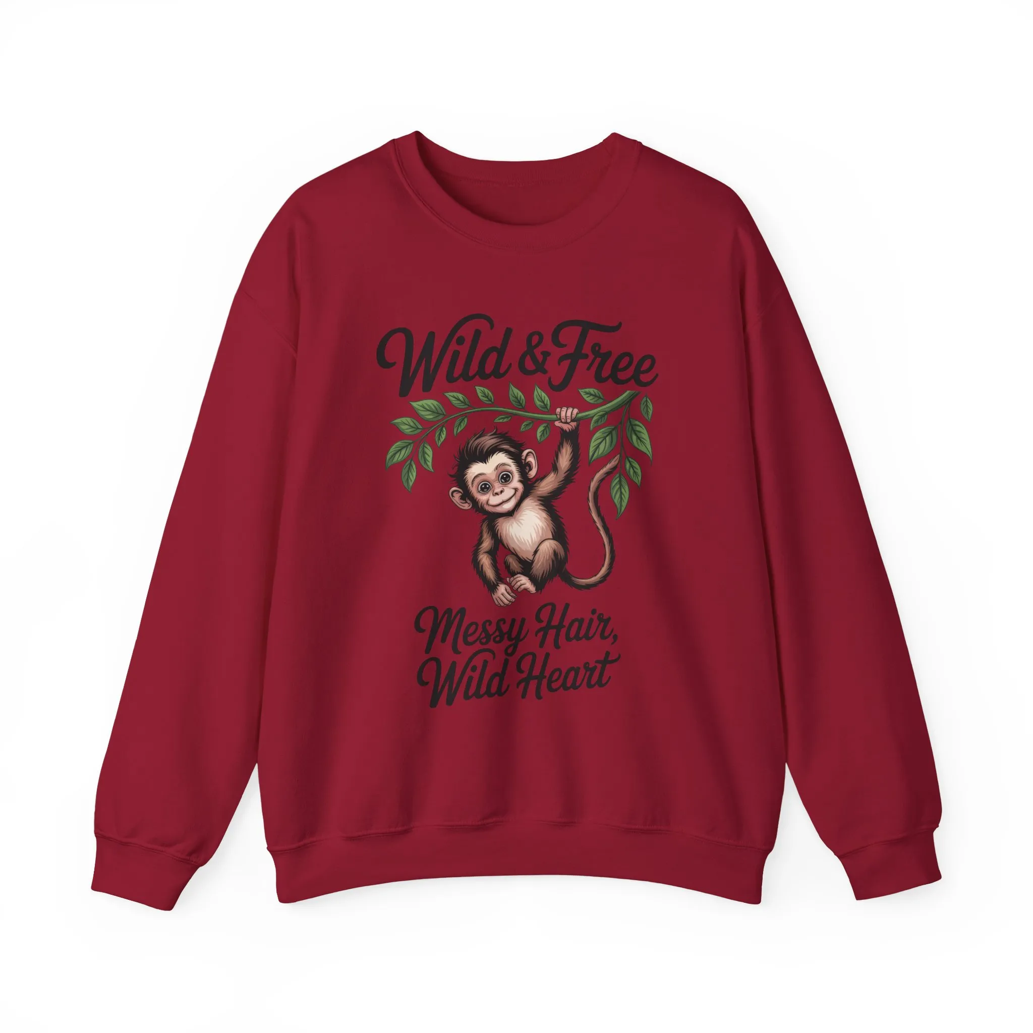 Wild & Free Monkey Sweatshirt, Messy Hair Wild Heart Womens Pullover, Cute Jungle Animal Sweater, Boho Adventure Graphic, Nature Lover Gift - Image 25