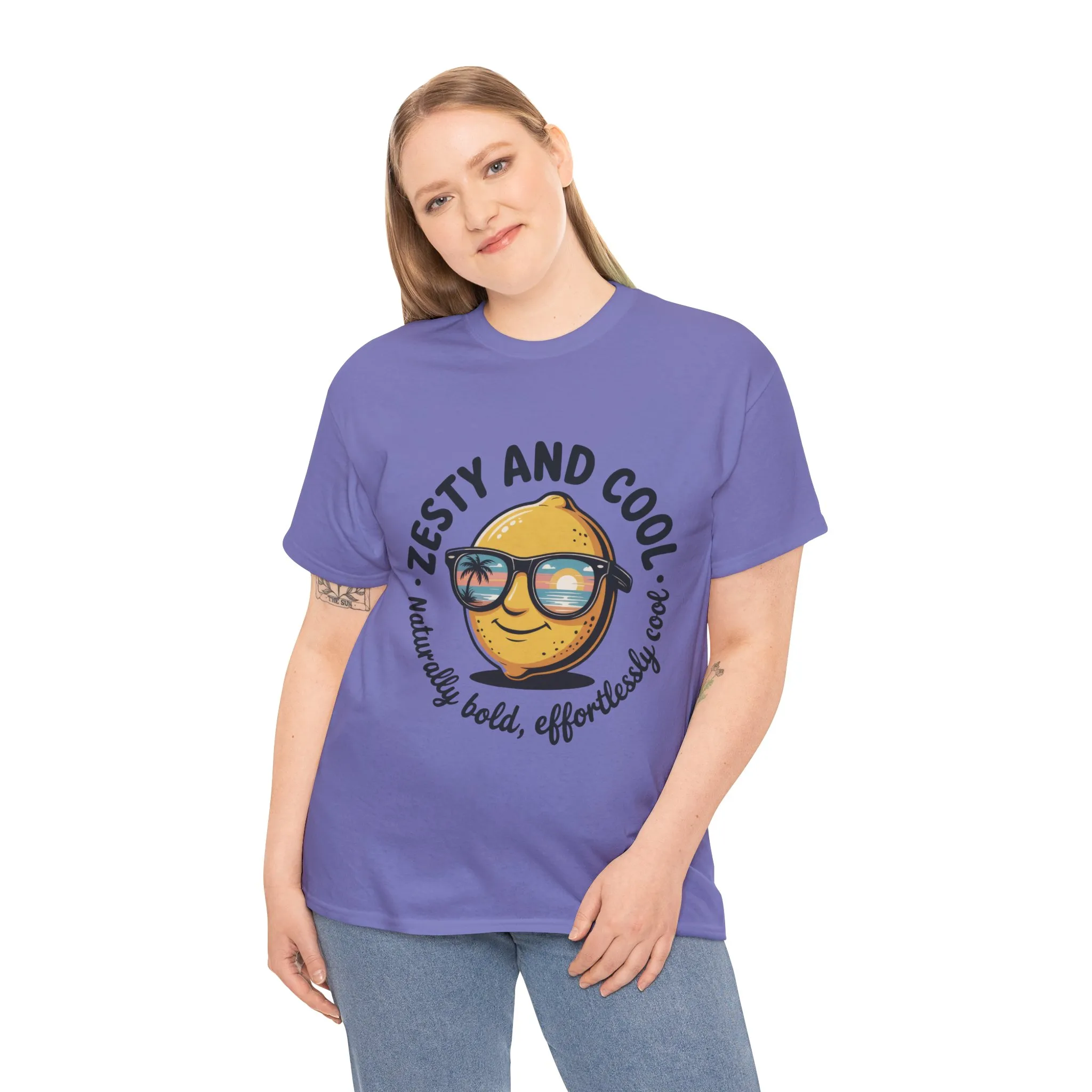 Zesty Lemon Tee, Womens Heavy Cotton T-Shirt, Funny Graphic Tee, Summer Apparel, Gift for Lemon Lovers, Casual Style, Funny Summer Tee - Image 21