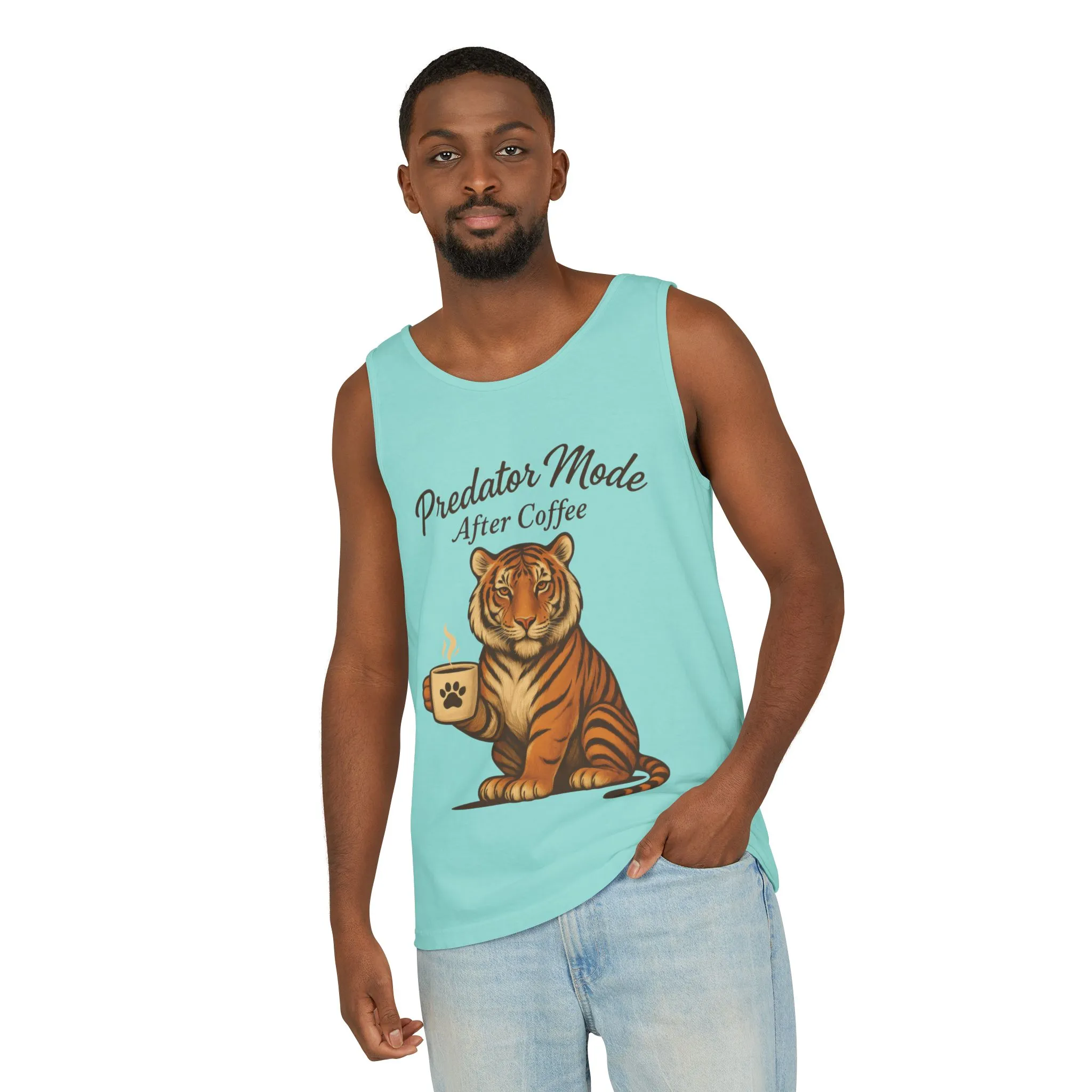 Predator Mode After Coffee Tank Top - Funny Coffee Lover Mens Muscle Tank - Tiger Caffeine Gym Shirt - Morning Motivation Top - Image 12