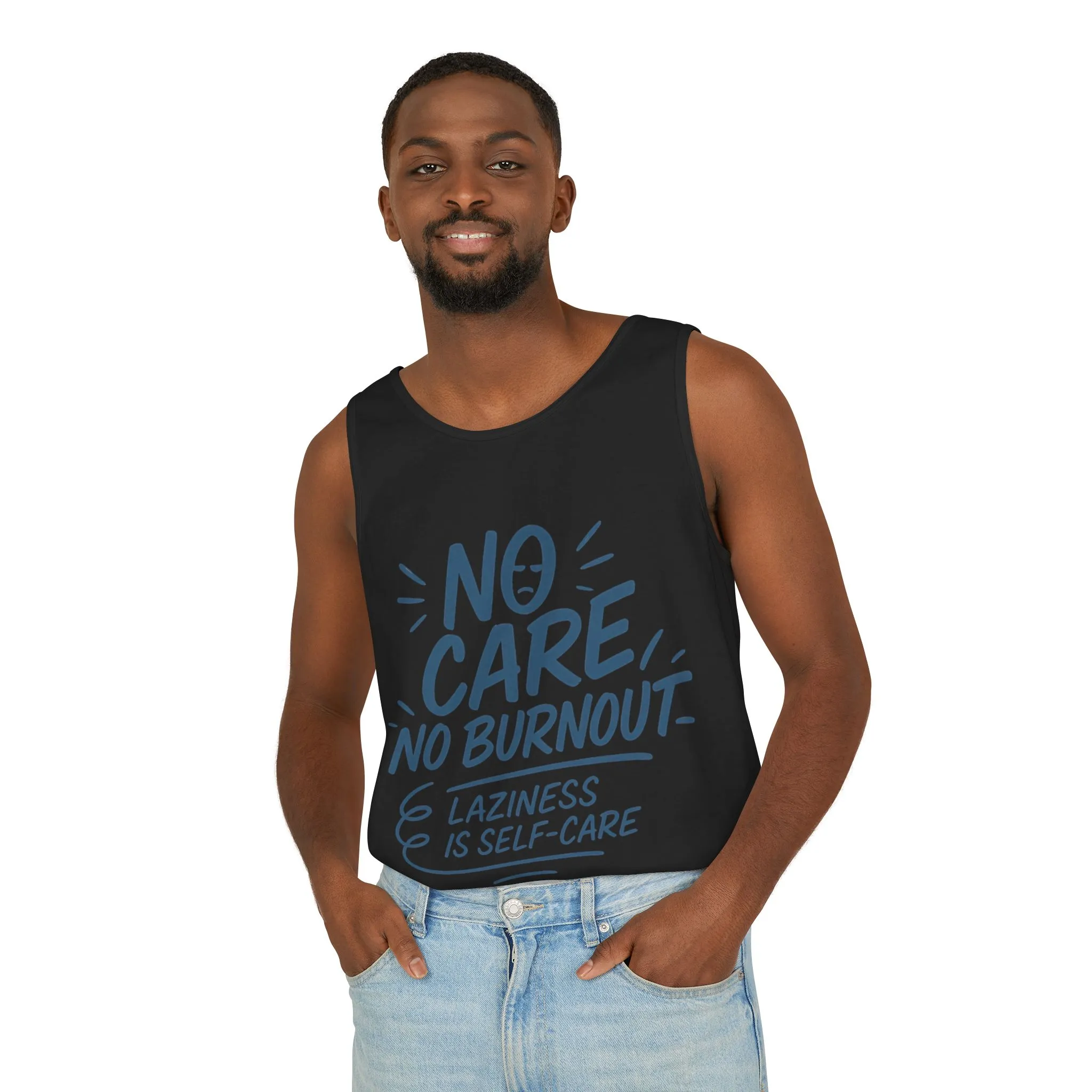 Mens Lazy Life Tank Top, No Care No Burnout Funny Quote, Workout Gym Sleeveless Shirt, Humor Gift for Him, Gift for Mental Health Awareness - Image 30
