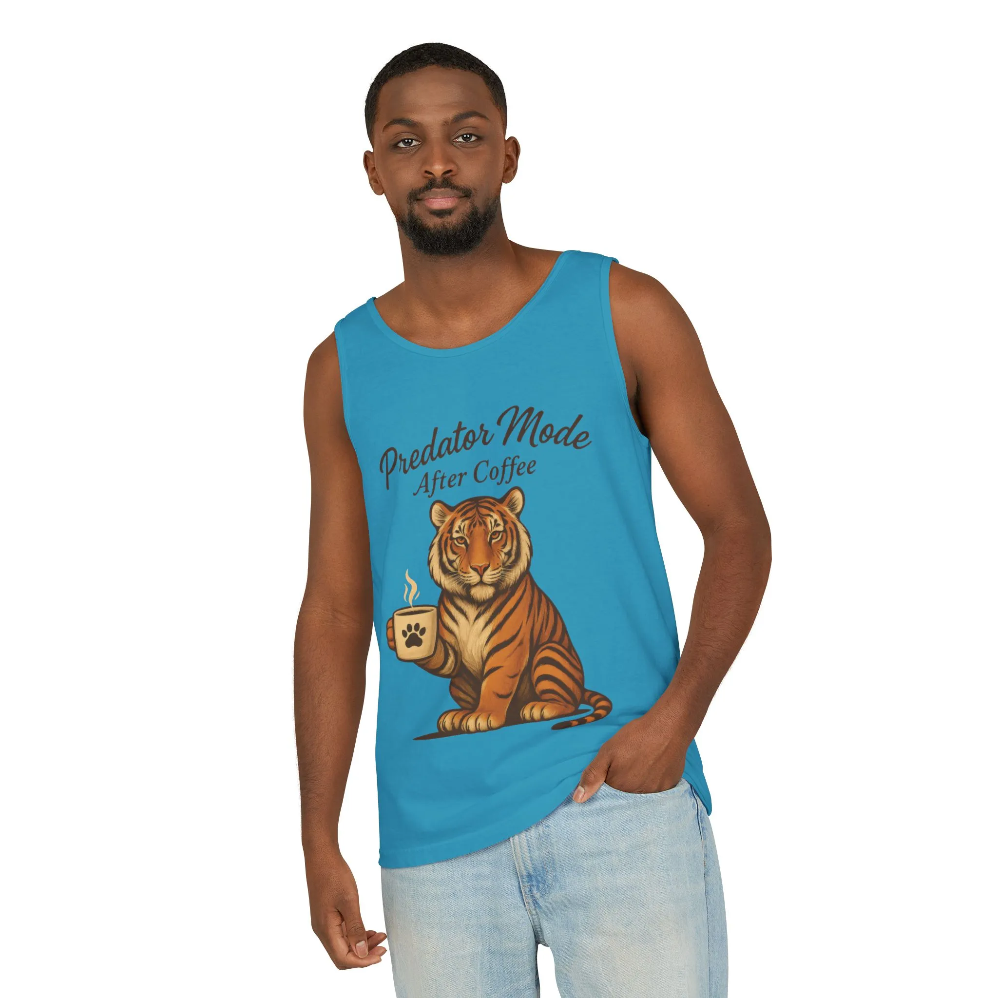 Predator Mode After Coffee Tank Top - Funny Coffee Lover Mens Muscle Tank - Tiger Caffeine Gym Shirt - Morning Motivation Top - Image 18