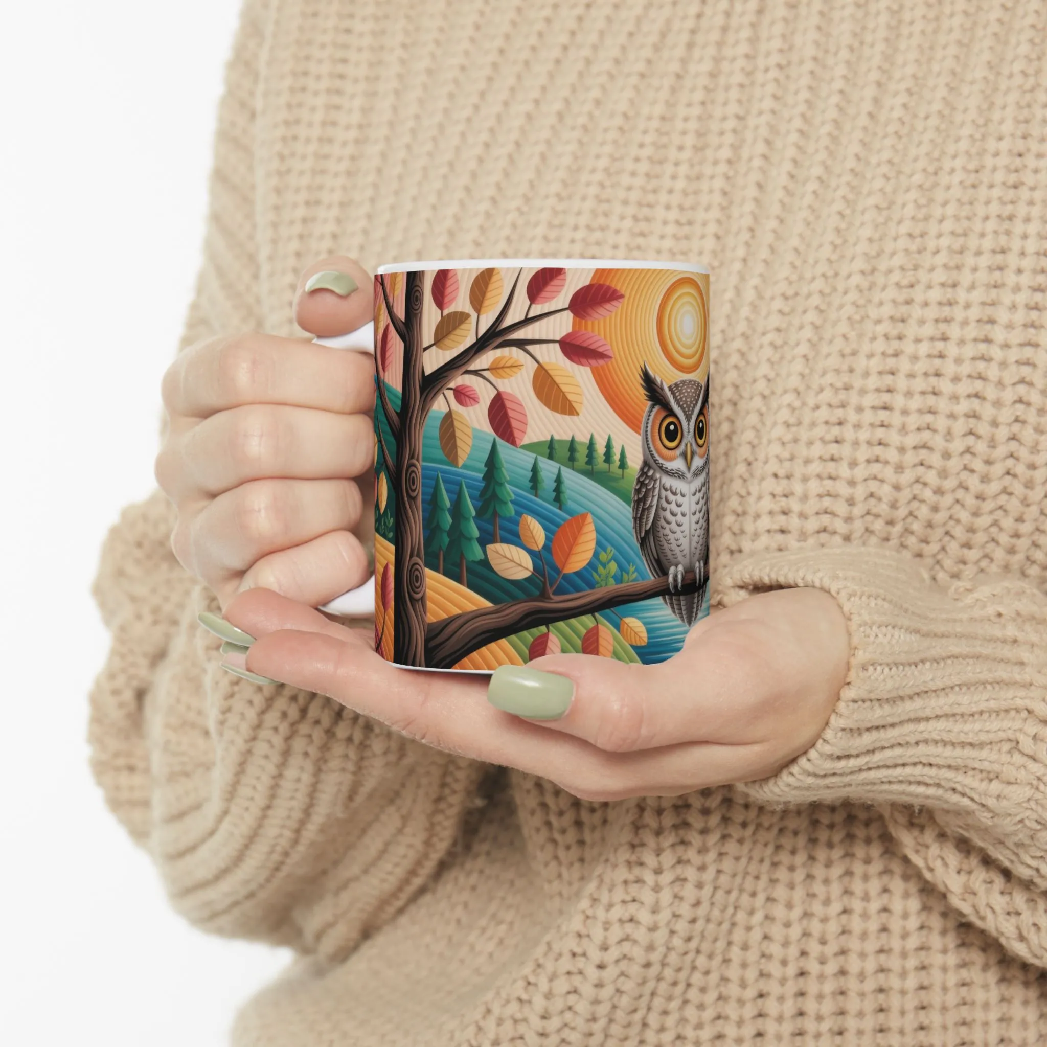 Whimsical Owl Ceramic Mug , Cozy Home Decor, Gift for Nature Lovers, Coffee Mug, Fall Vibes, Owl Enthusiast Gift - Image 6