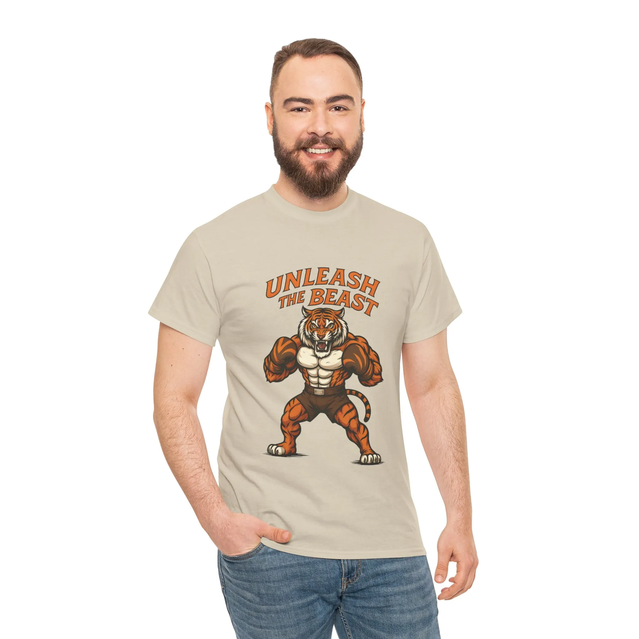 Unleash The Beast Tiger Gym Shirt, Mens Workout T-Shirt, Bodybuilding Motivation Tee, Fitness Muscle Tiger Graphic, Strong Beast Gym Top