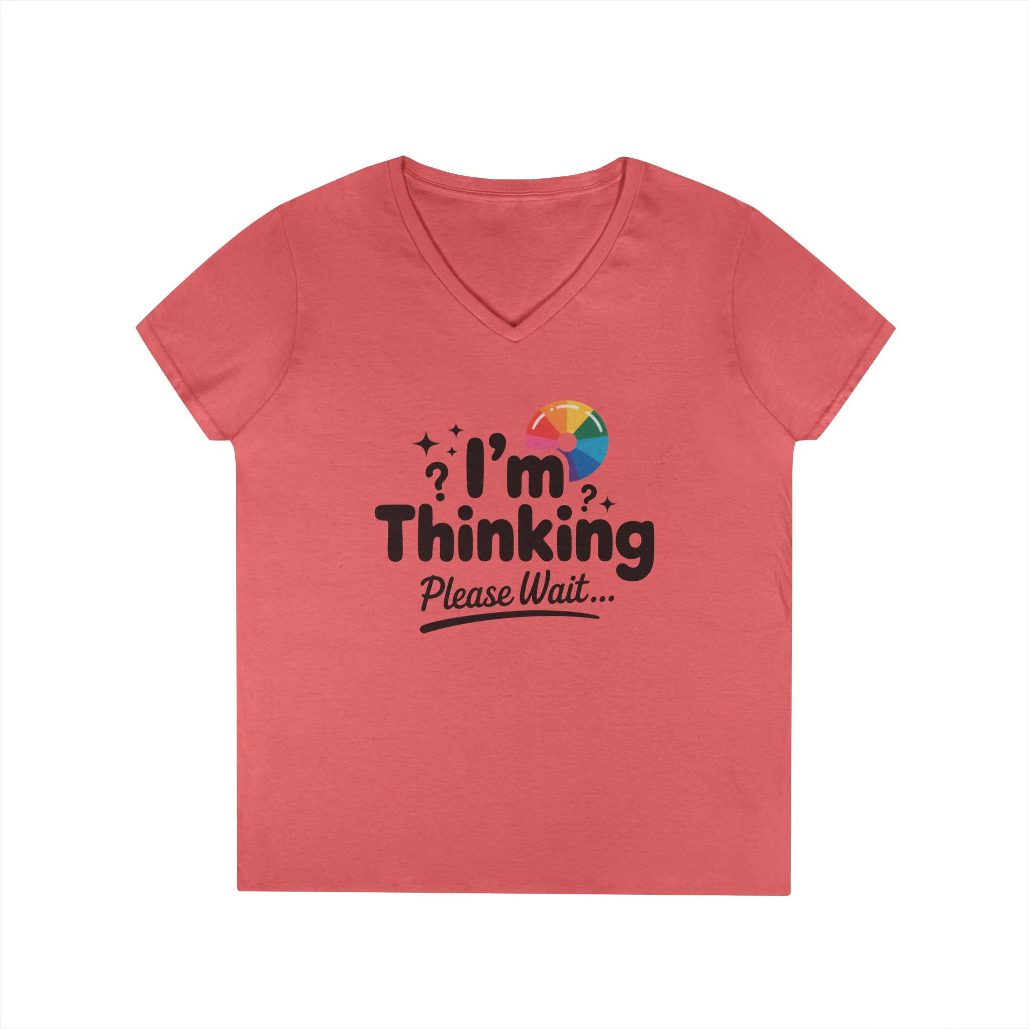 Funny - Im Thinking Please Wait - V-Neck T-Shirt for Women, Cute Geeky Gift for Introverts, Programmers, Designers, Fun Humor Shirt - Image 7