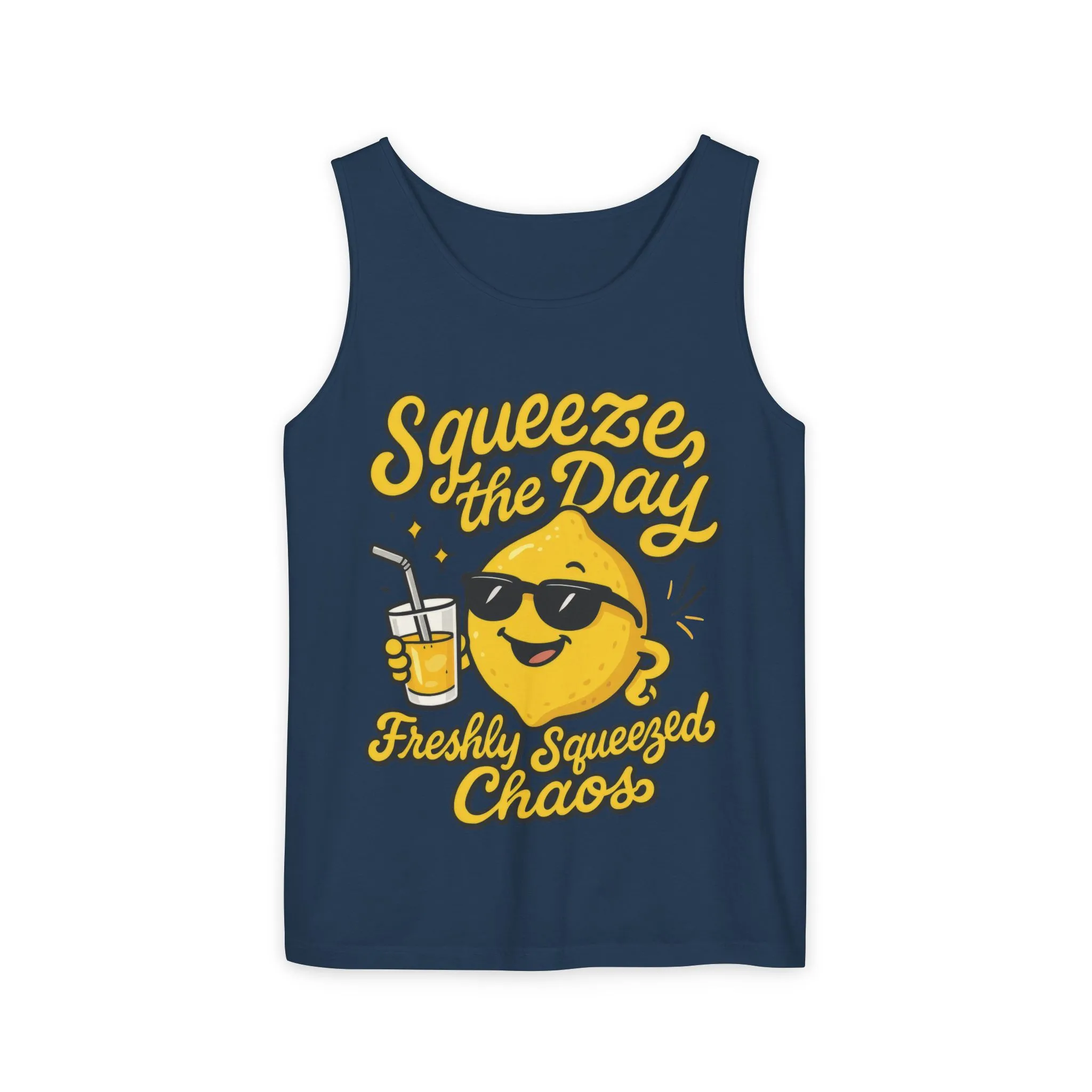 Squeeze The Day Womens Tank Top - Funny Lemon Pun Shirt - Freshly Squeezed Chaos Summer Citrus Top, Casual Beachwear, Fun Summer Apparel - Image 9