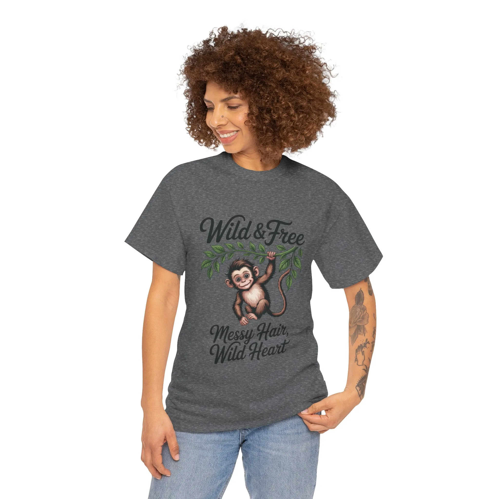 Wild & Free Monkey Shirt, Messy Hair Wild Heart Womens Tee, Cute Jungle Animal T-Shirt, Boho Adventure Graphic, Fun Nature Lover Gift - Image 11