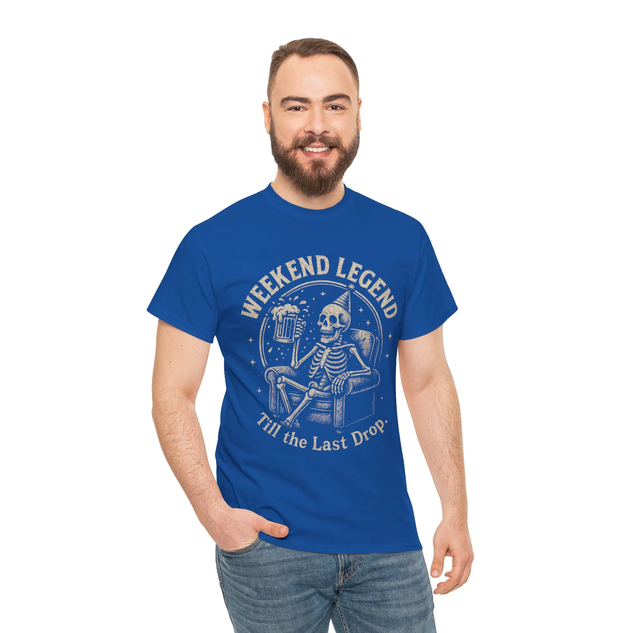 Weekend Legend Mens T-Shirt, Funny Skeleton Beer Tee, Till the Last Drop Party Shirt, Vintage Style Graphic Tee for Him, Halloween Apparel - Image 17