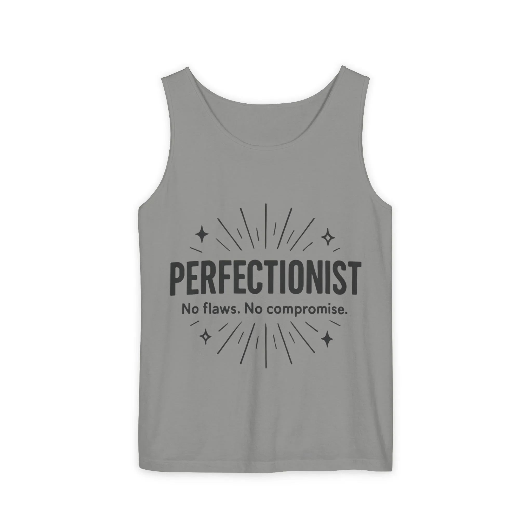 Mens Perfectionist Tank Top, No Flaws No Compromise, Minimal Bold Graphic Tee, Gift for OCD, Clean Freak, or Detail-Oriented Men - Image 15