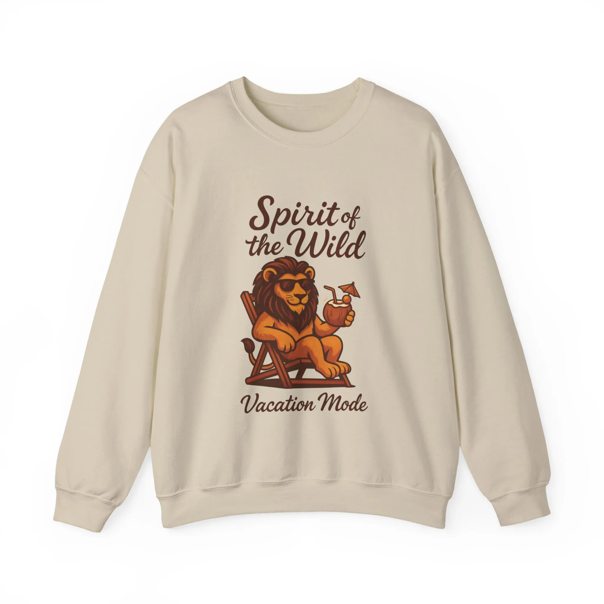 Spirit of the Wild Lion Mens Sweatshirt - Vacation Mode Funny Relaxed Jungle King Pullover, Fun Gift for Travelers - Image 4