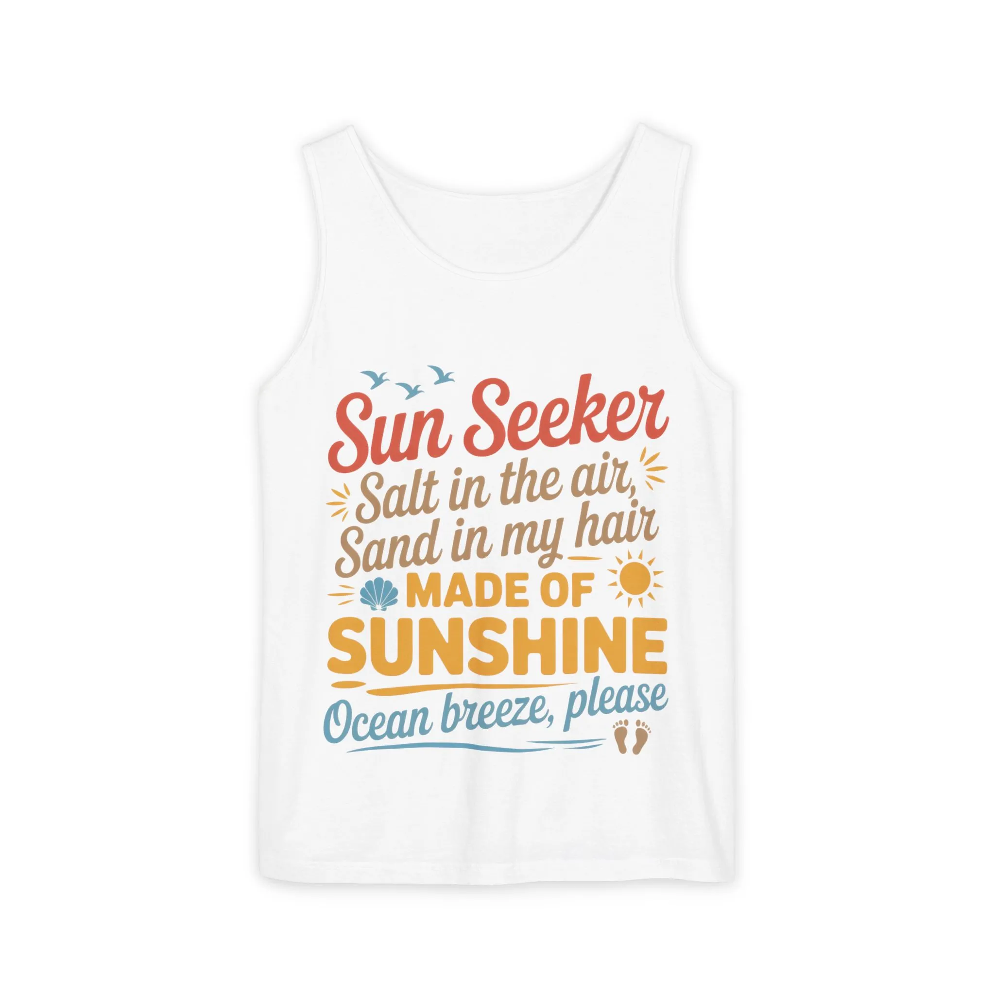 Sun Seeker Summer Quote Tank Top, Made of Sunshine Beach Vibes Tee, Ocean Breeze Please Tank Top for Women, Salt in the Air Sand Top - Image 2