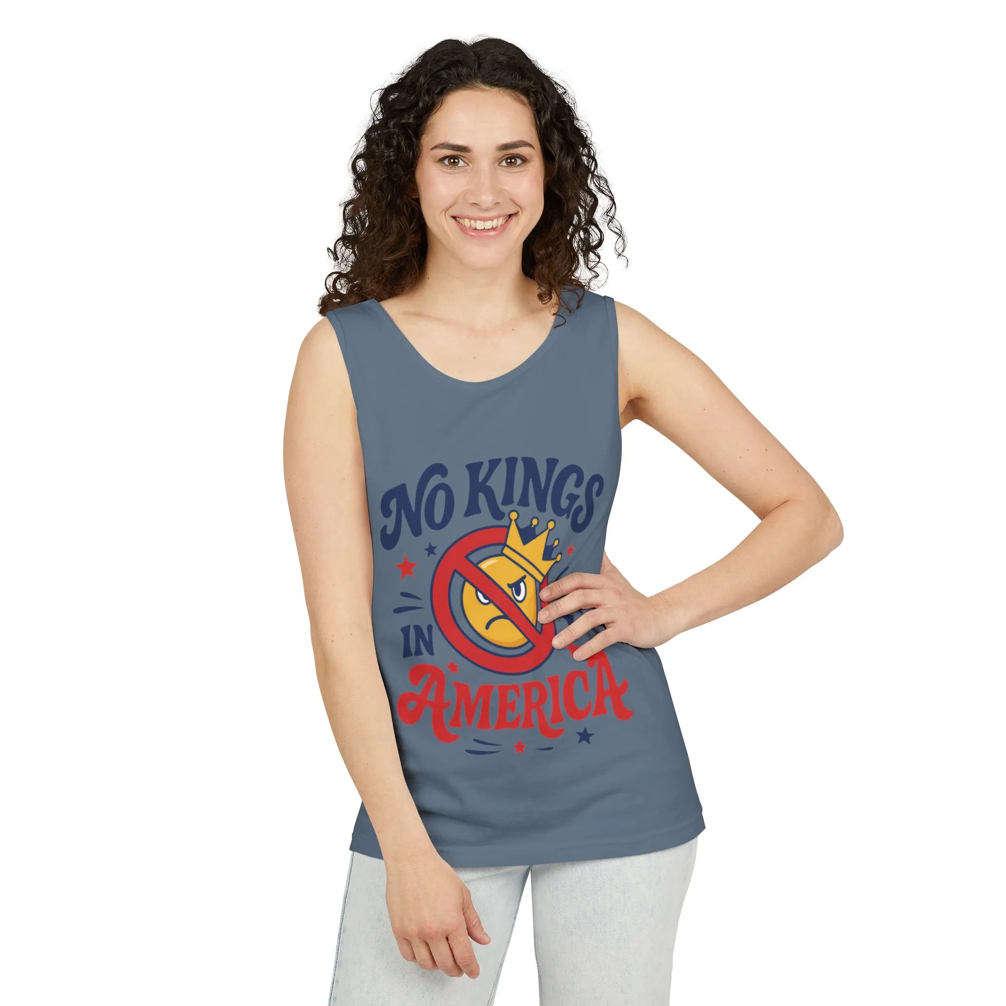 No Kings in America Tank Top - Funny Patriotic Anti Monarchy Sleeveless Shirt - USA Freedom Top, Unisex Summer Apparel, USA Independence Day - Image 17