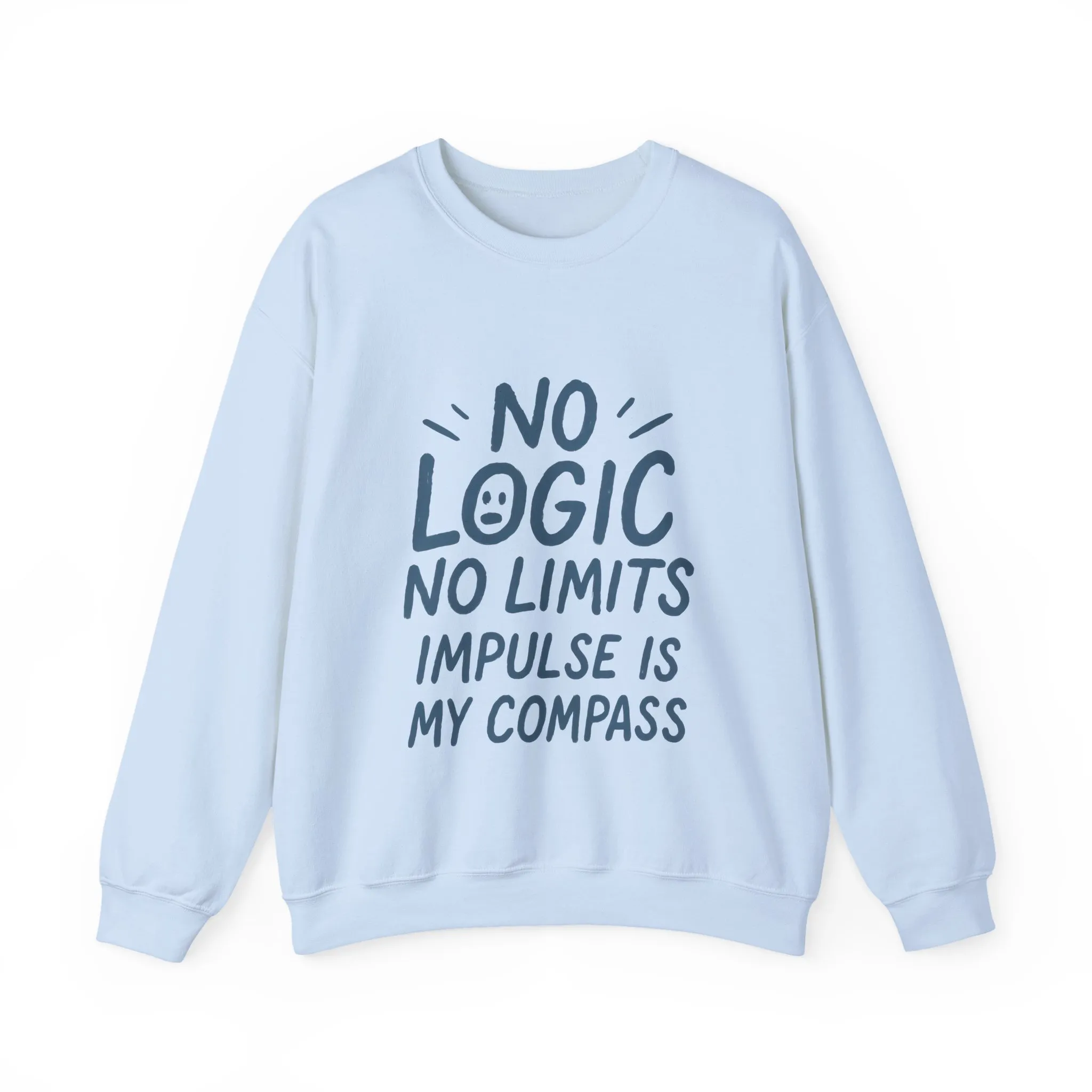 Mens Motivational Crewneck Sweatshirt,No Logic No Limits Quote, Casual Wear for Creatives, Cozy Relaxed Fit Pullover - Image 16