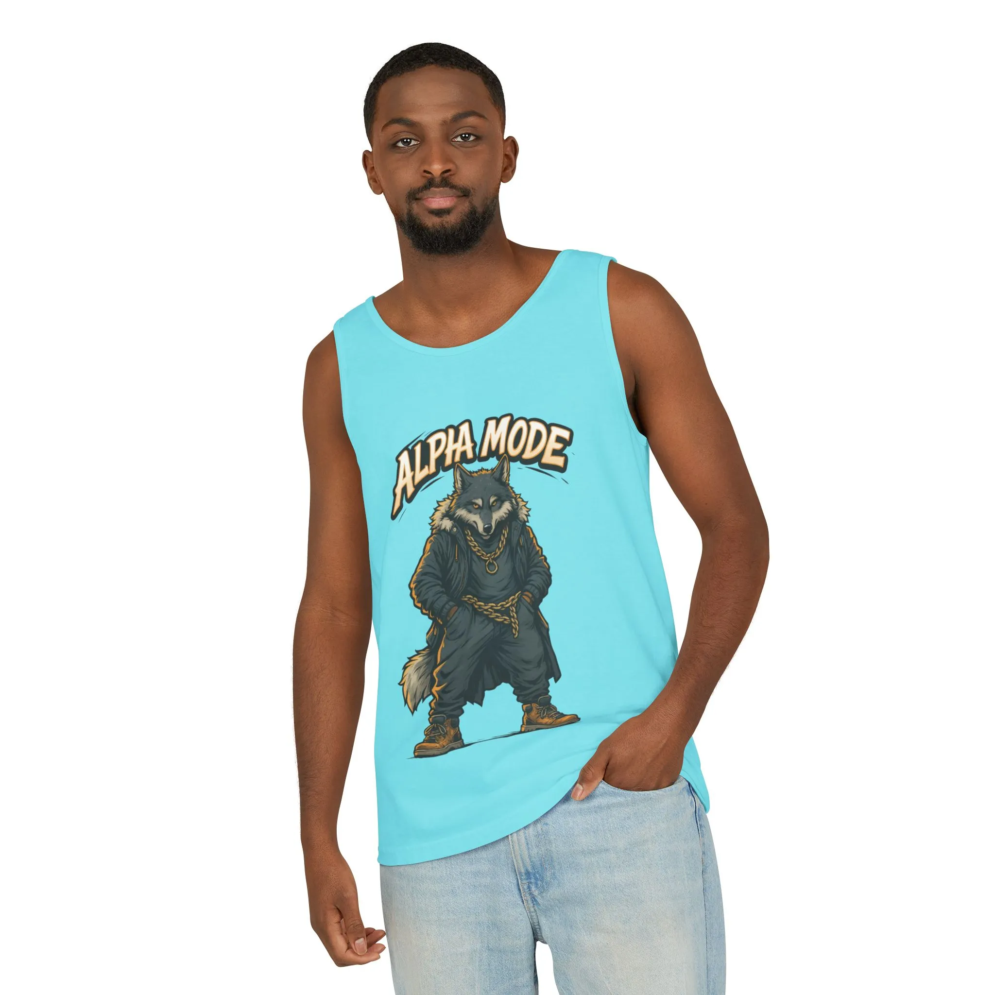 Alpha Mode Wolf Tank Top, Mens Hip Hop Gym Tank, Cool Streetwear Muscle Tank, Savage Wolf Graphic Top, Alpha Male Workout Shirt, Beachwear - Image 16