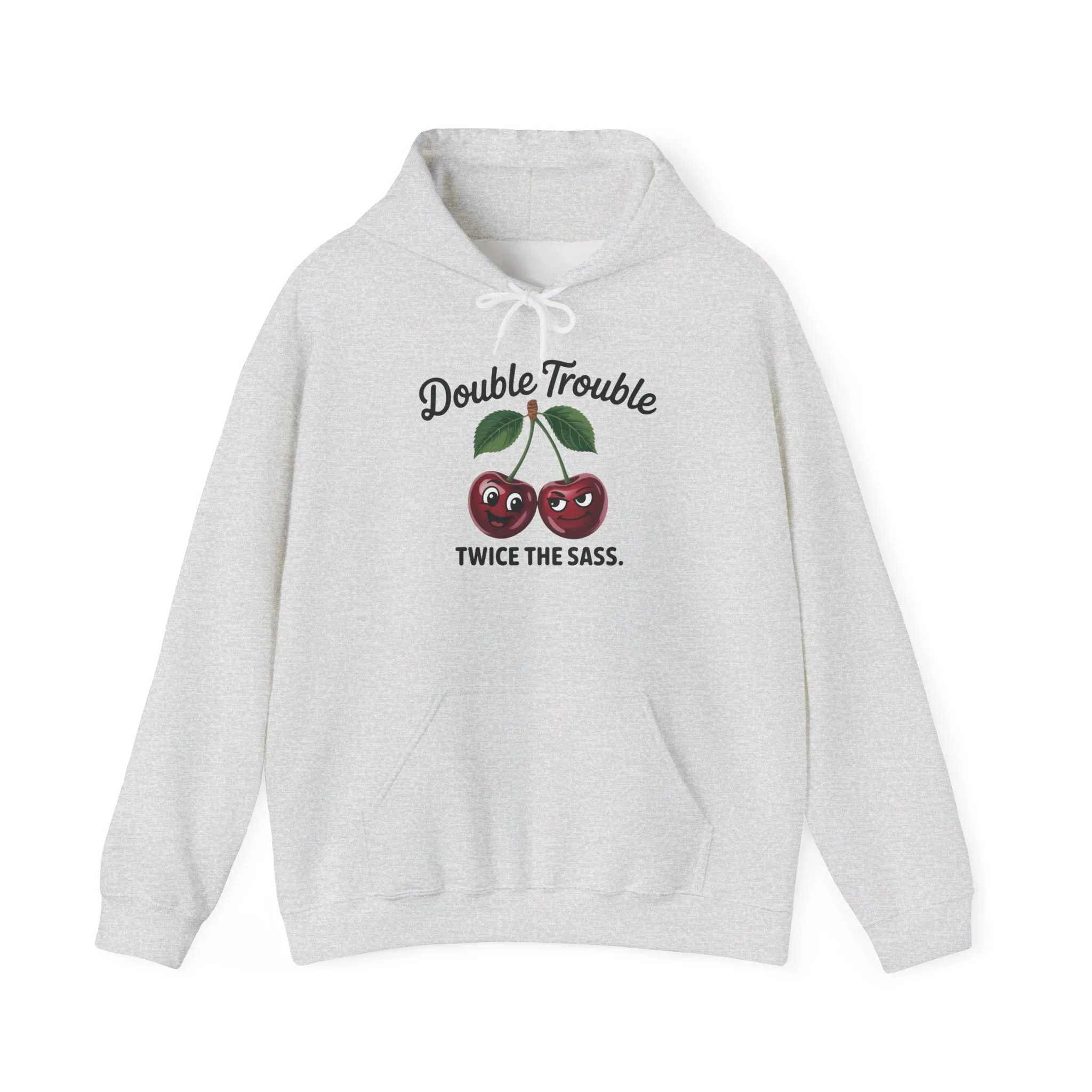 Double Trouble Cherry Hoodie, Cute Funny Womens Hooded Sweatshirt, Twice The Sass Fruit Graphic Pullover, Sassy Cherry Hooded Top - Image 5