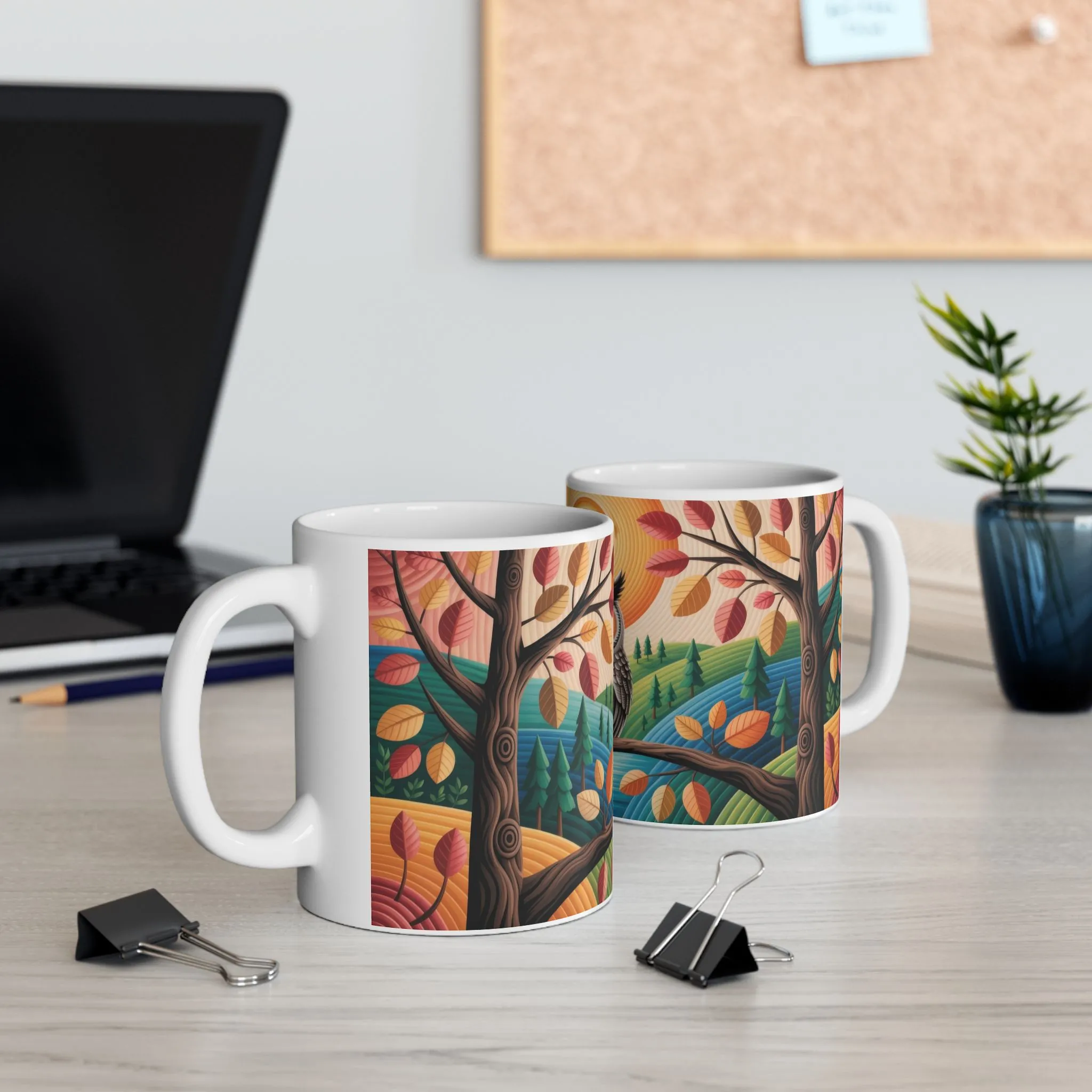 Whimsical Owl Ceramic Mug , Cozy Home Decor, Gift for Nature Lovers, Coffee Mug, Fall Vibes, Owl Enthusiast Gift - Image 7
