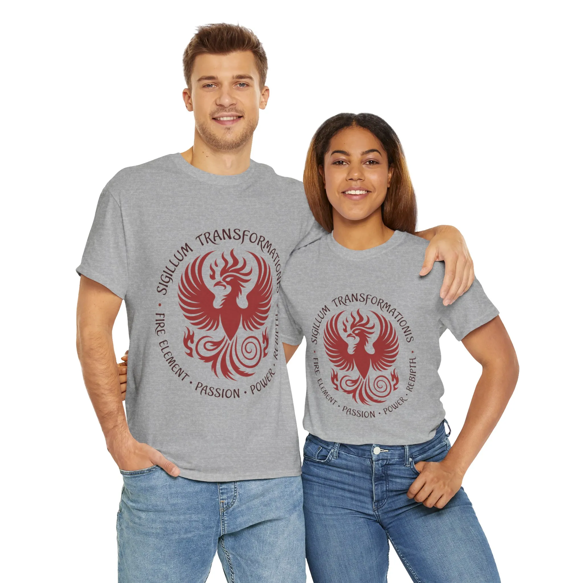 Phoenix Fire Element T-Shirt, Sigillum Transformationis Seal, Passion Power Rebirth Totem, Phoenix Symbol Unisex Tee, Spiritual Tee - Image 10