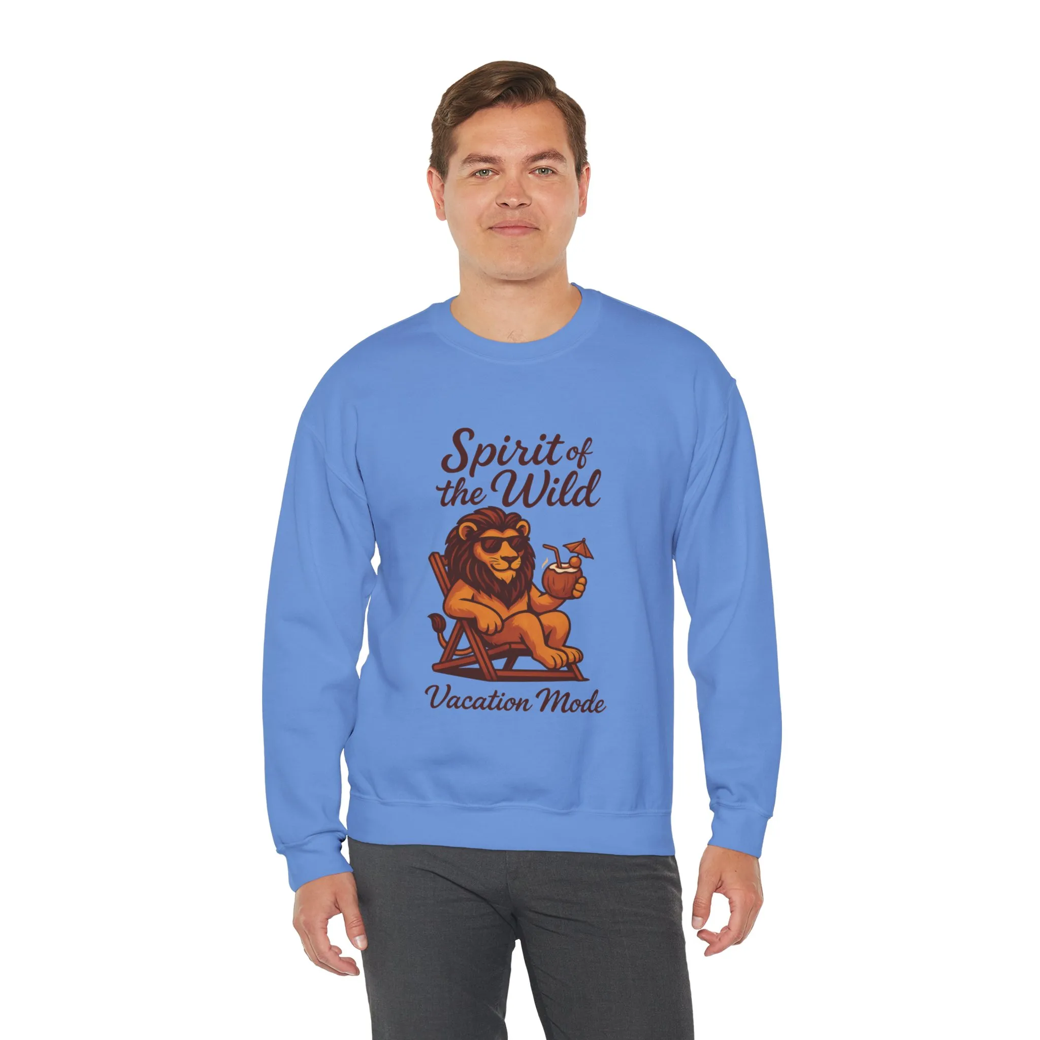 Spirit of the Wild Lion Mens Sweatshirt - Vacation Mode Funny Relaxed Jungle King Pullover, Fun Gift for Travelers - Image 18