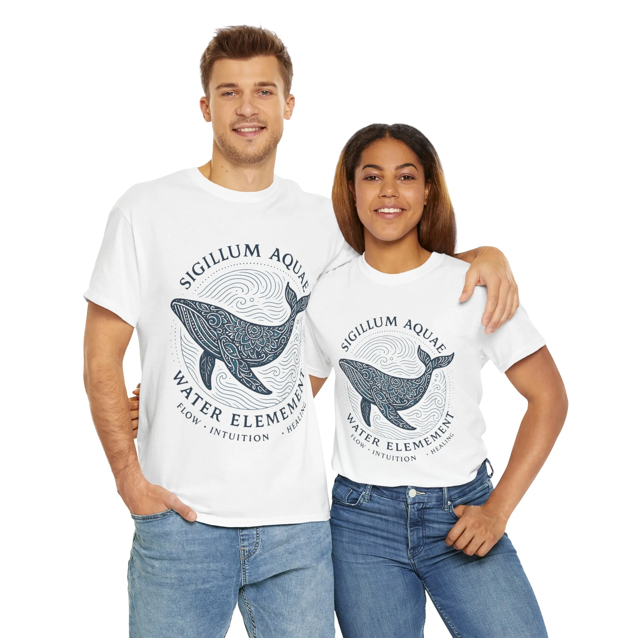 Water Element Whale Tee, Sigillum Aquae Symbol, Flow Intuition Healing, Spiritual Ocean Totem Tee, Nature Energy Shirt, Mindfulness Fashion