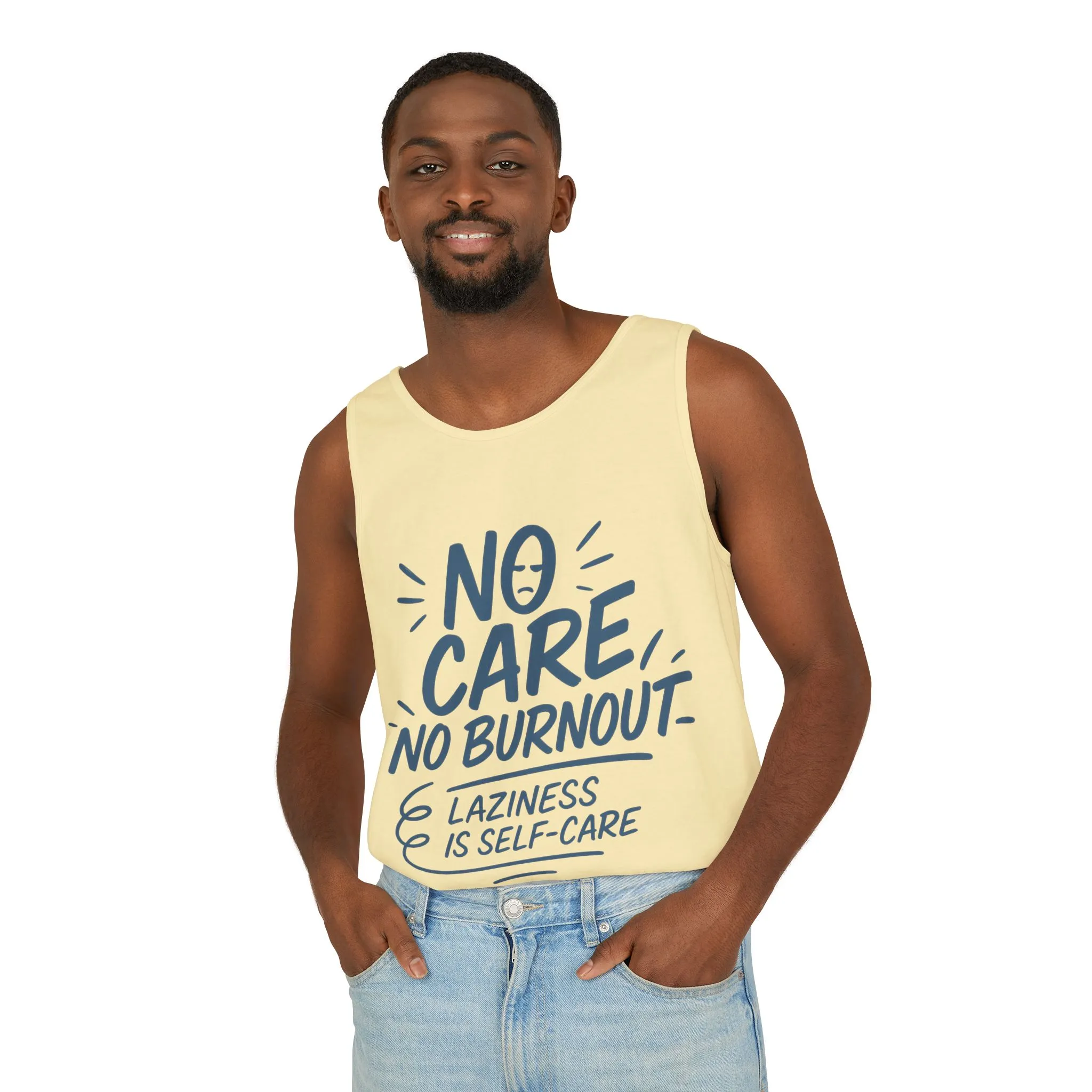 Mens Lazy Life Tank Top, No Care No Burnout Funny Quote, Workout Gym Sleeveless Shirt, Humor Gift for Him, Gift for Mental Health Awareness - Image 33