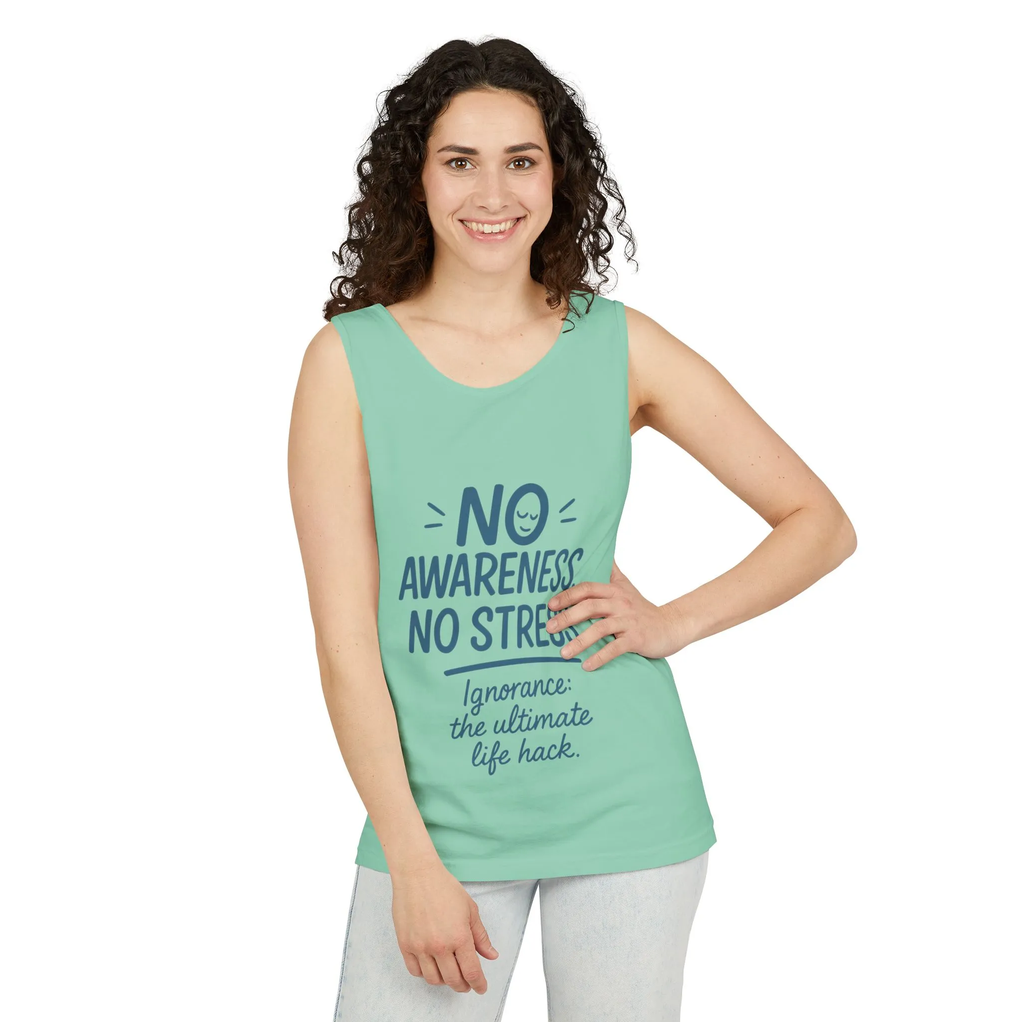 Womens No Awareness Racerback Tank Top, Funny No Stress Quote, Ignorance Life Hack, Workout Sleeveless Shirt, Motivational Shirt, Yoga - Image 8