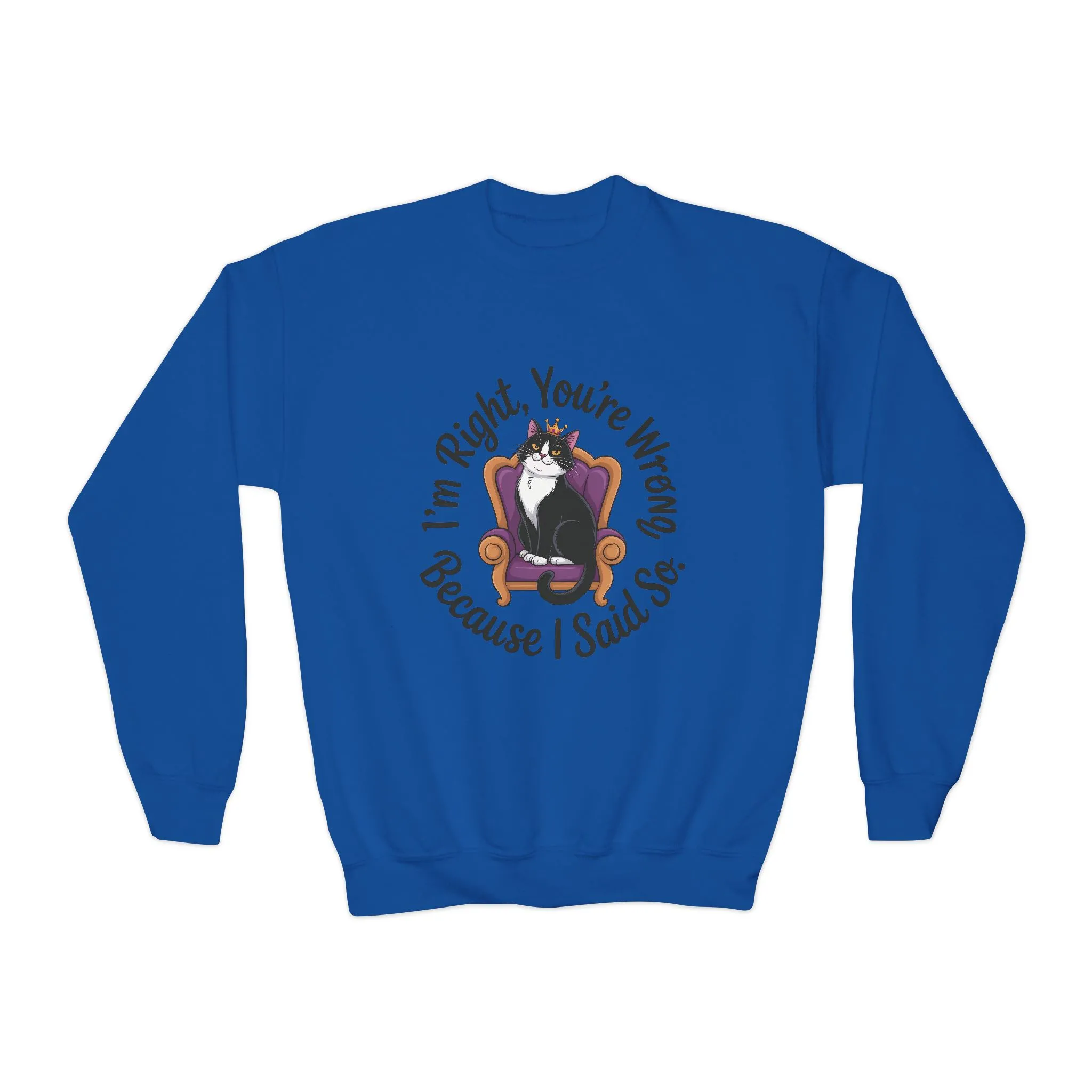 Youth Crewneck Sweatshirt, Funny Cat Sweatshirt for Girls, Im Right Youre Wrong, Tween Girl Attitude Pullover, Cute Gift for Cat Lovers - Image 6