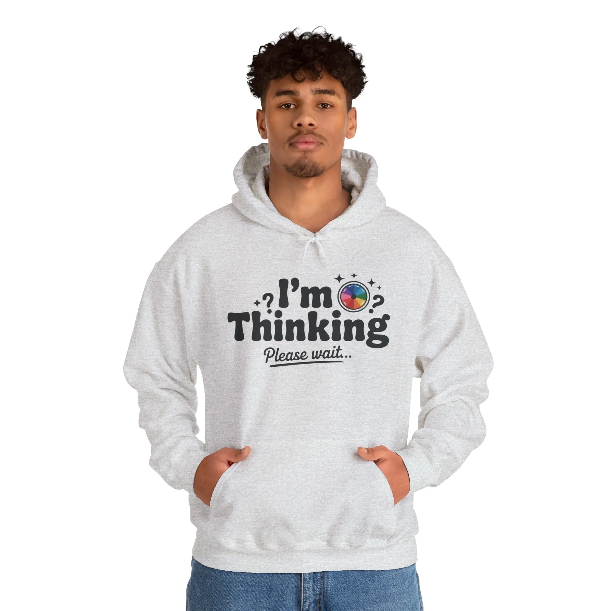Funny - Im Thinking Please Wait - Mens Hoodie, Cute Geeky Gift for Introverts, Programmers, Designers, Fun Humor Hoodie, Gift for Adults