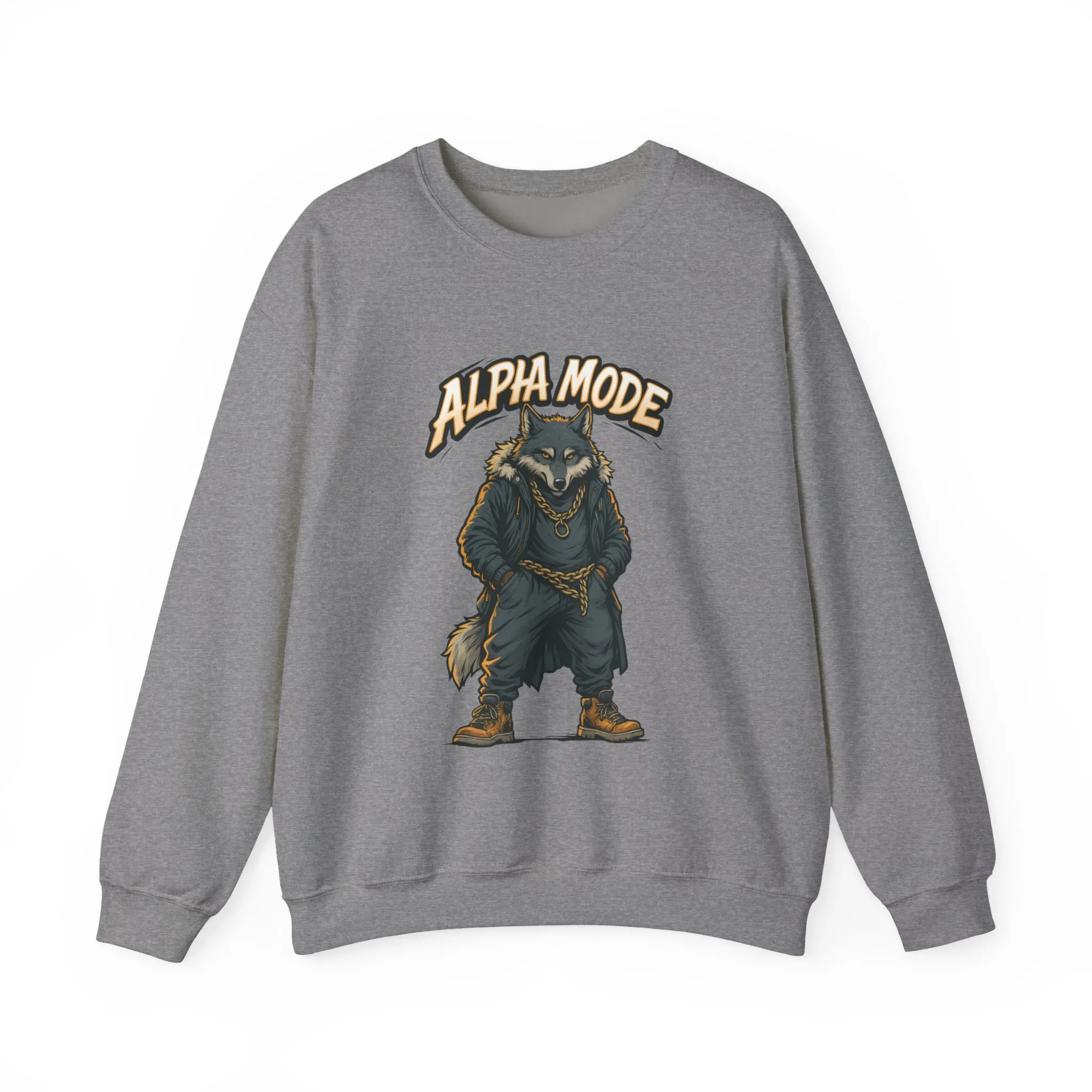 Alpha Mode Wolf Crewneck Sweatshirt, Mens Streetwear Pullover, Hip Hop Savage Wolf Sweater, Alpha Male Graphic Crewneck, Urban Wolf Gift - Image 2