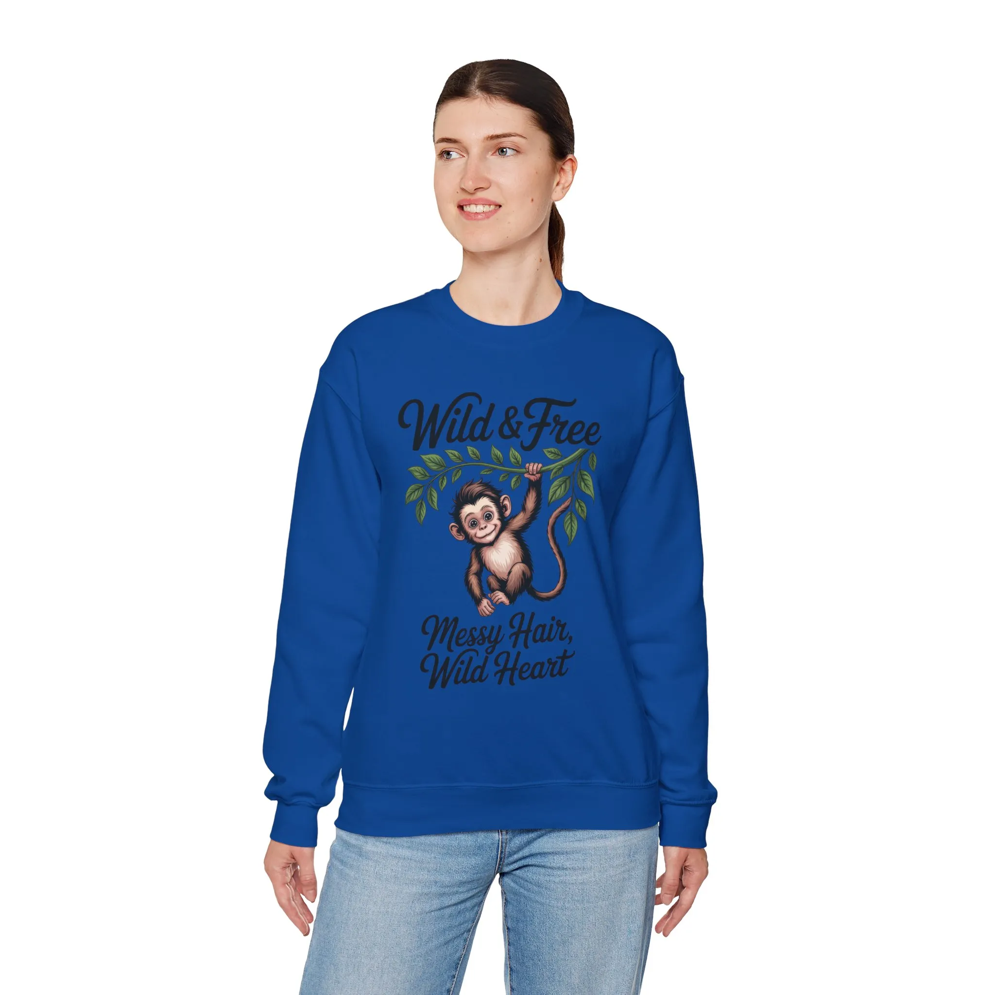 Wild & Free Monkey Sweatshirt, Messy Hair Wild Heart Womens Pullover, Cute Jungle Animal Sweater, Boho Adventure Graphic, Nature Lover Gift - Image 18